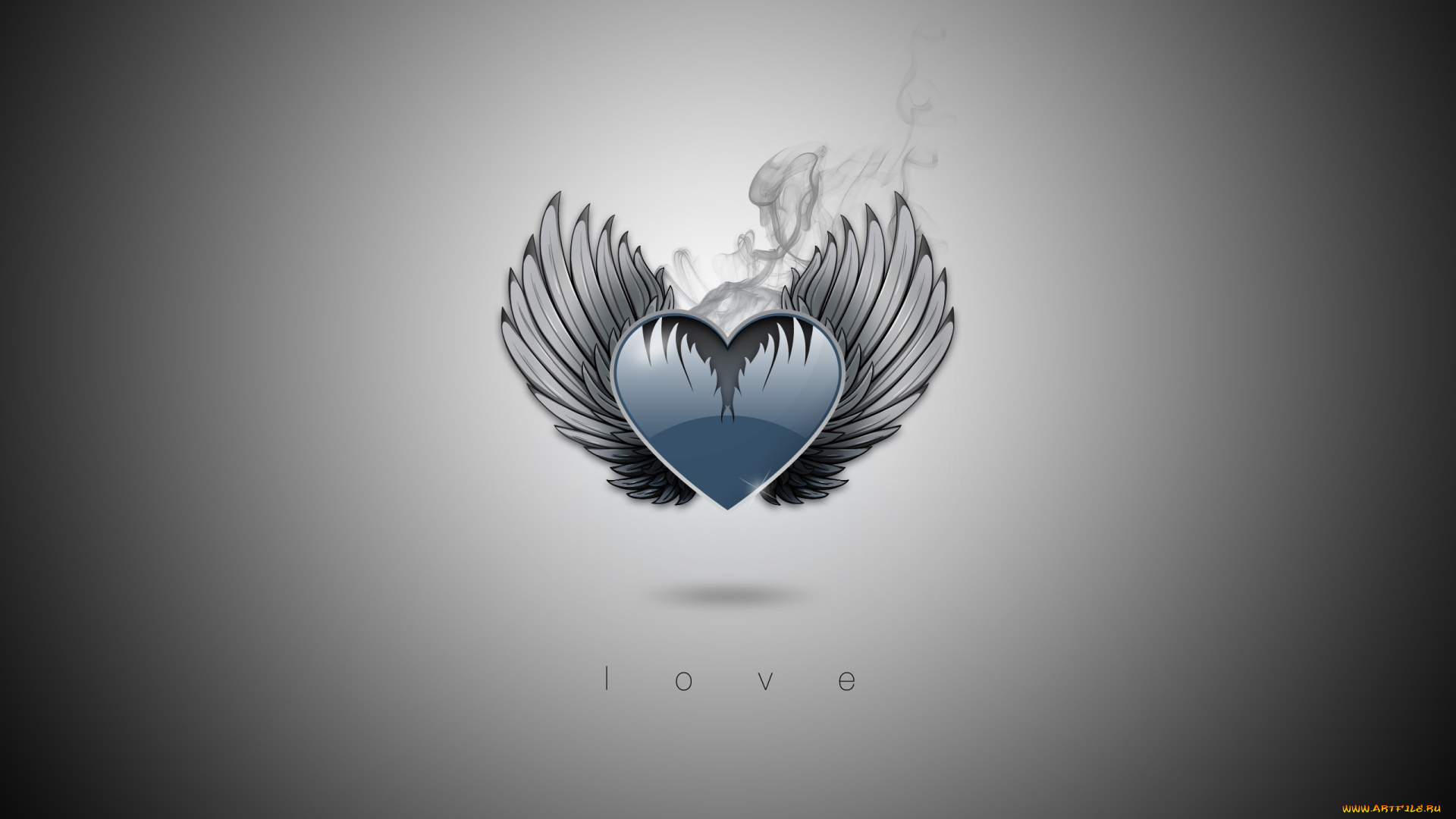 3д, графика, романтика, , romantics, сердечко, крылья, дым