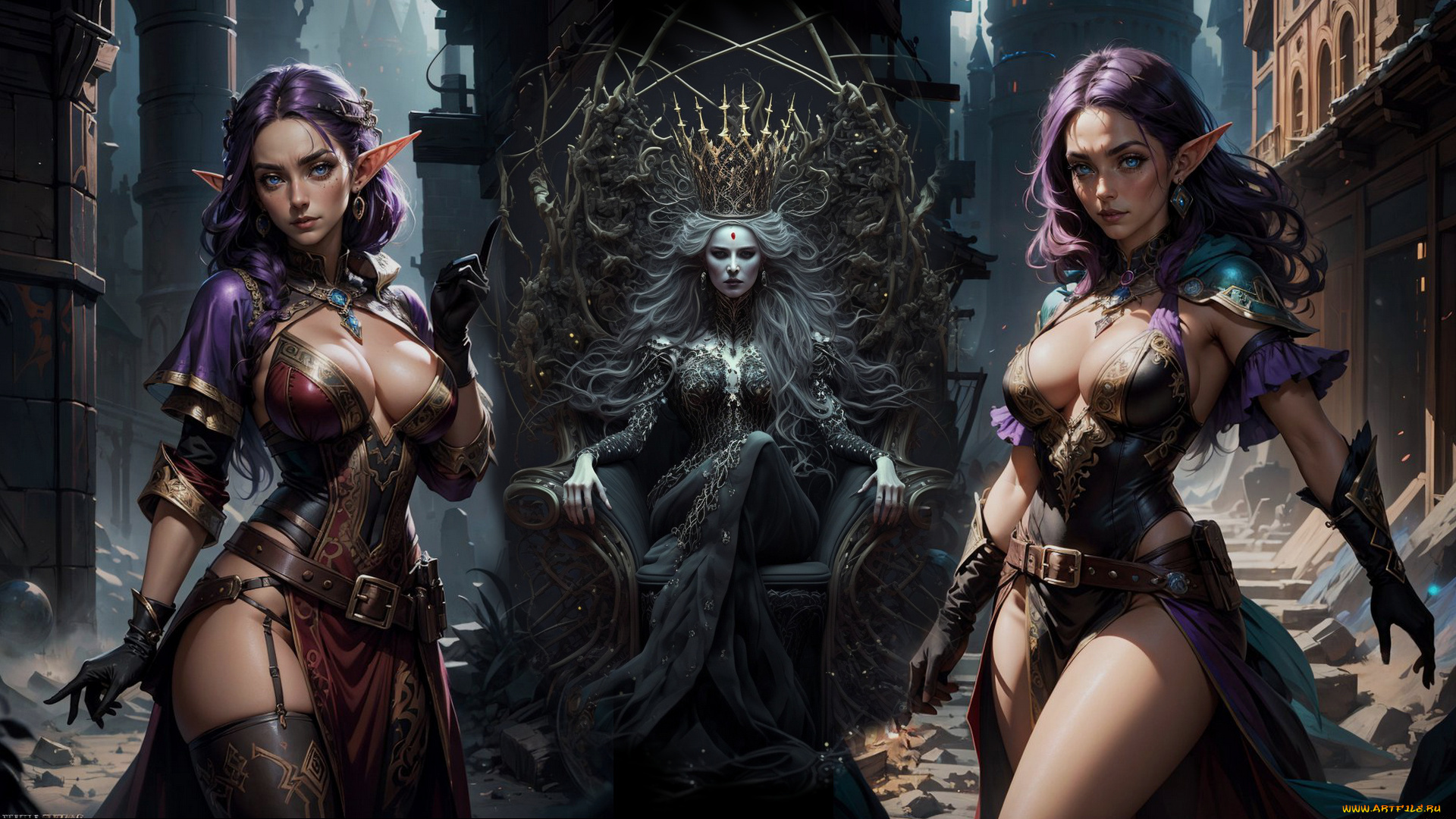 фэнтези, эльфы, королева, эльфийки, нейросеть