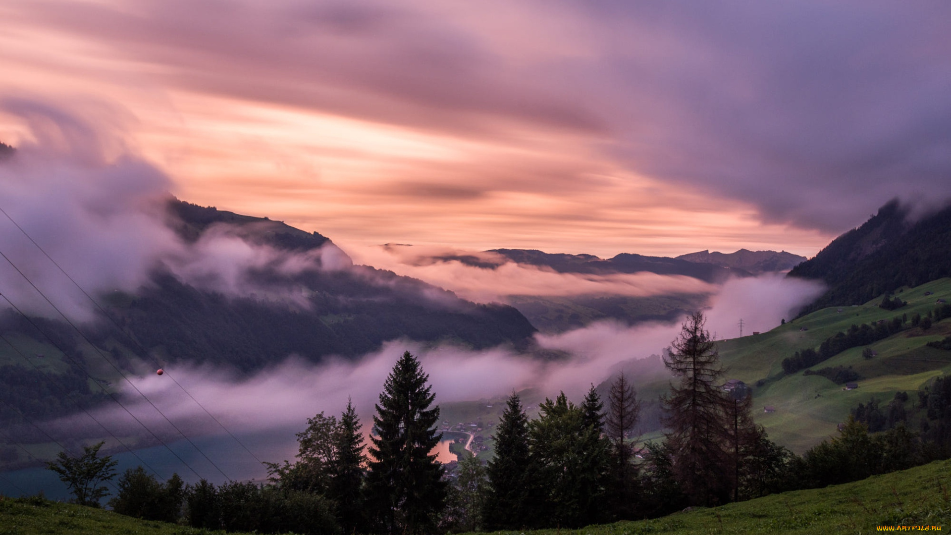 природа, горы, утро