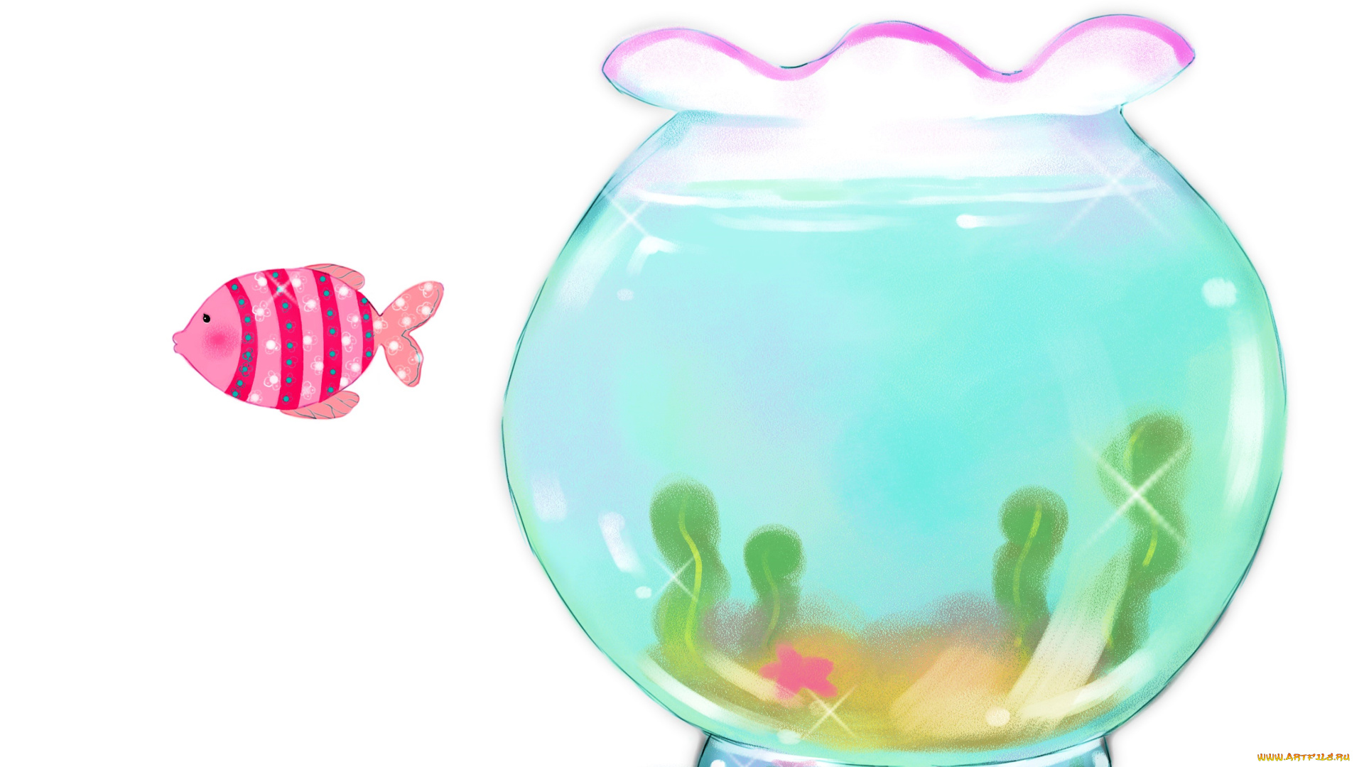 рисованное, животные, , рыбы, рыбка, аквариум