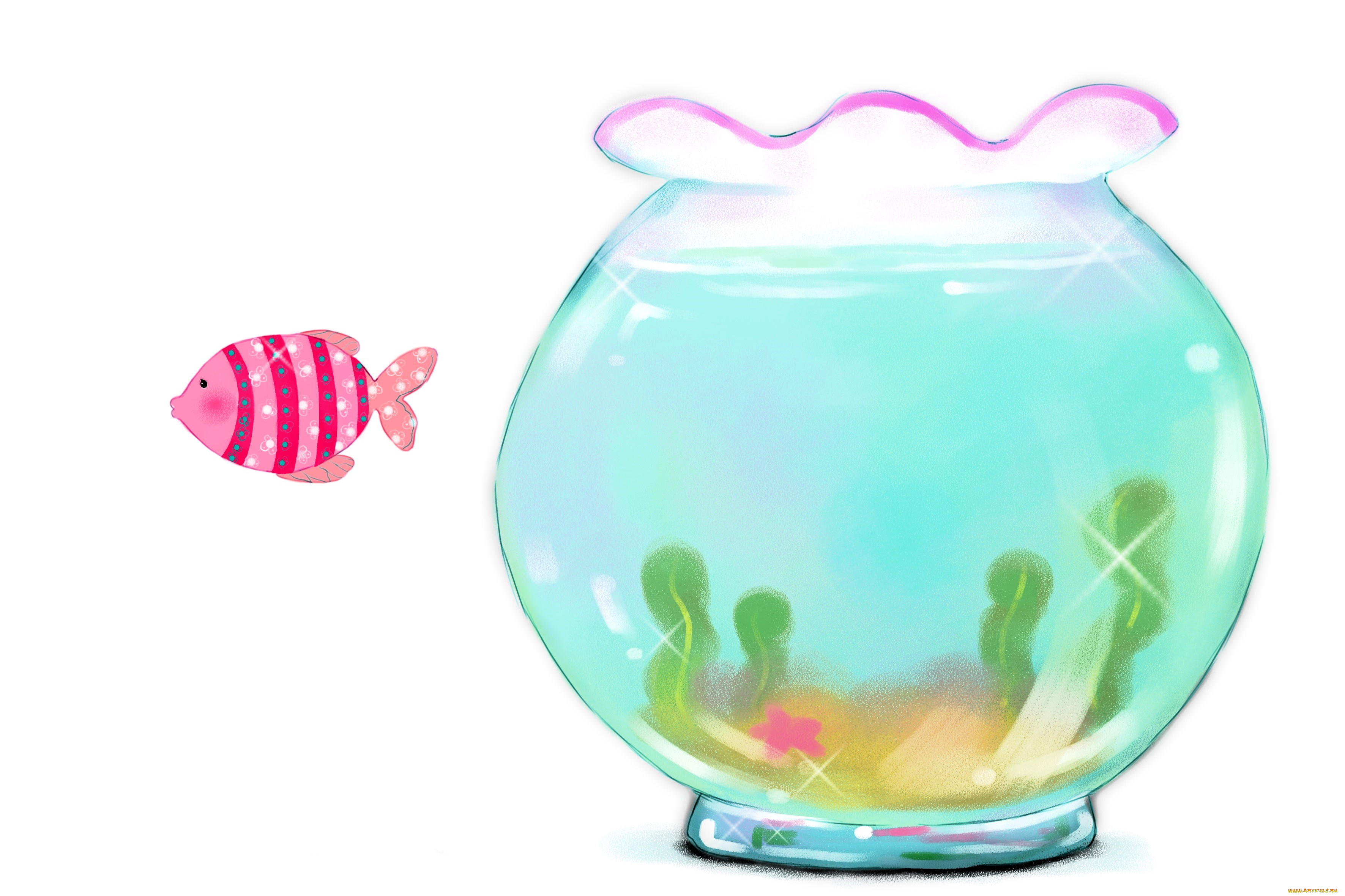 рисованное, животные, , рыбы, рыбка, аквариум