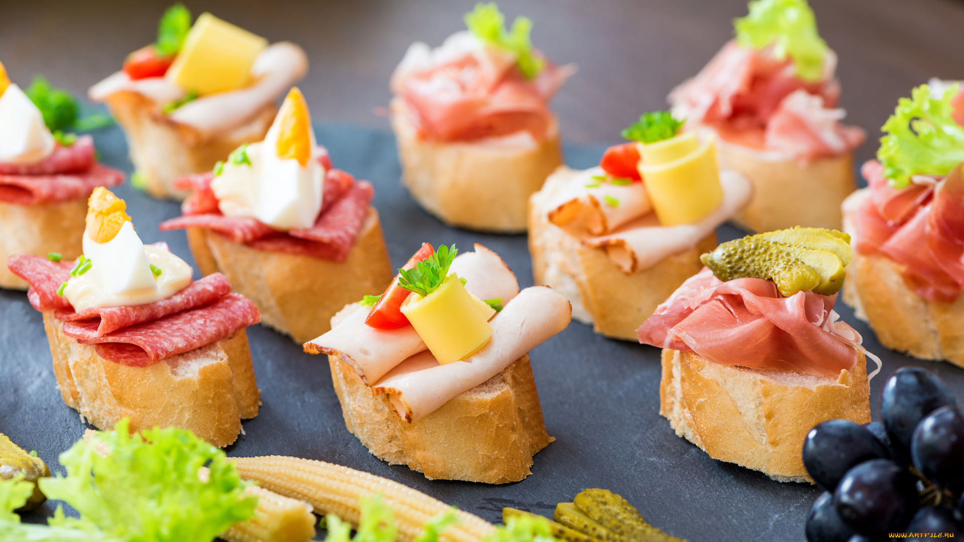 еда, бутерброды, , гамбургеры, , канапе, багет, канапе, сыр, колбаса, ветчина, кукуруза