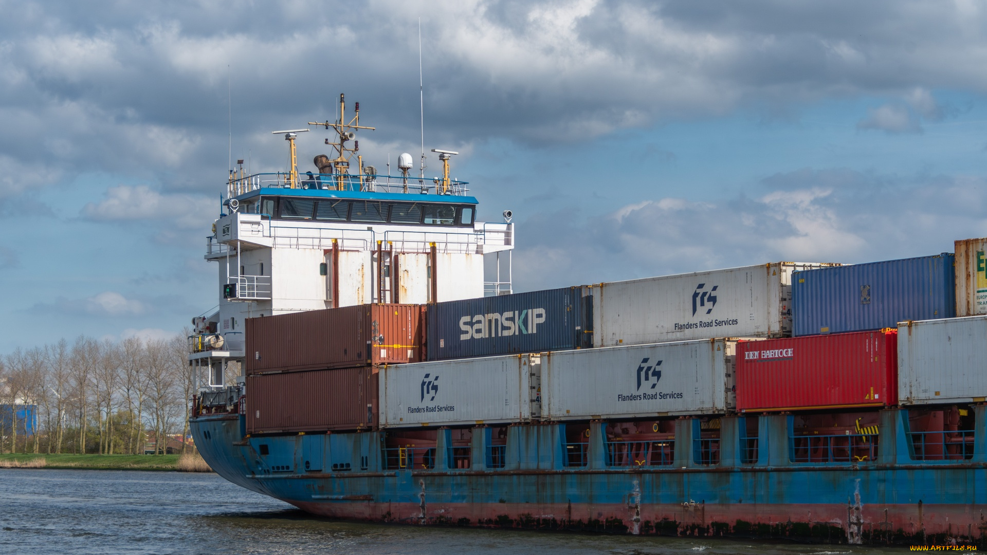 корабли, грузовые, суда, контейнеровоз