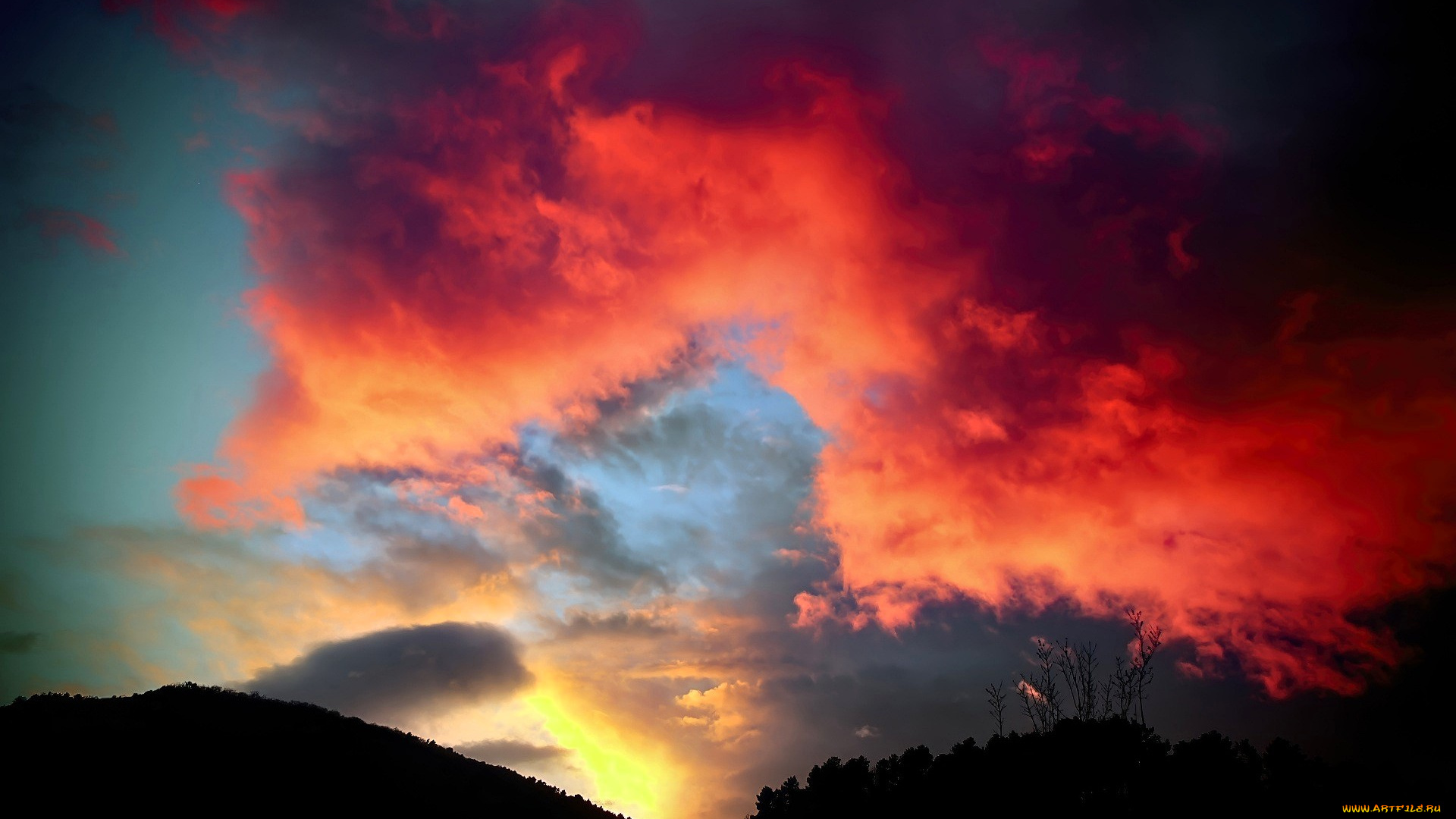 природа, восходы, закаты, горы, небо, облака, закат