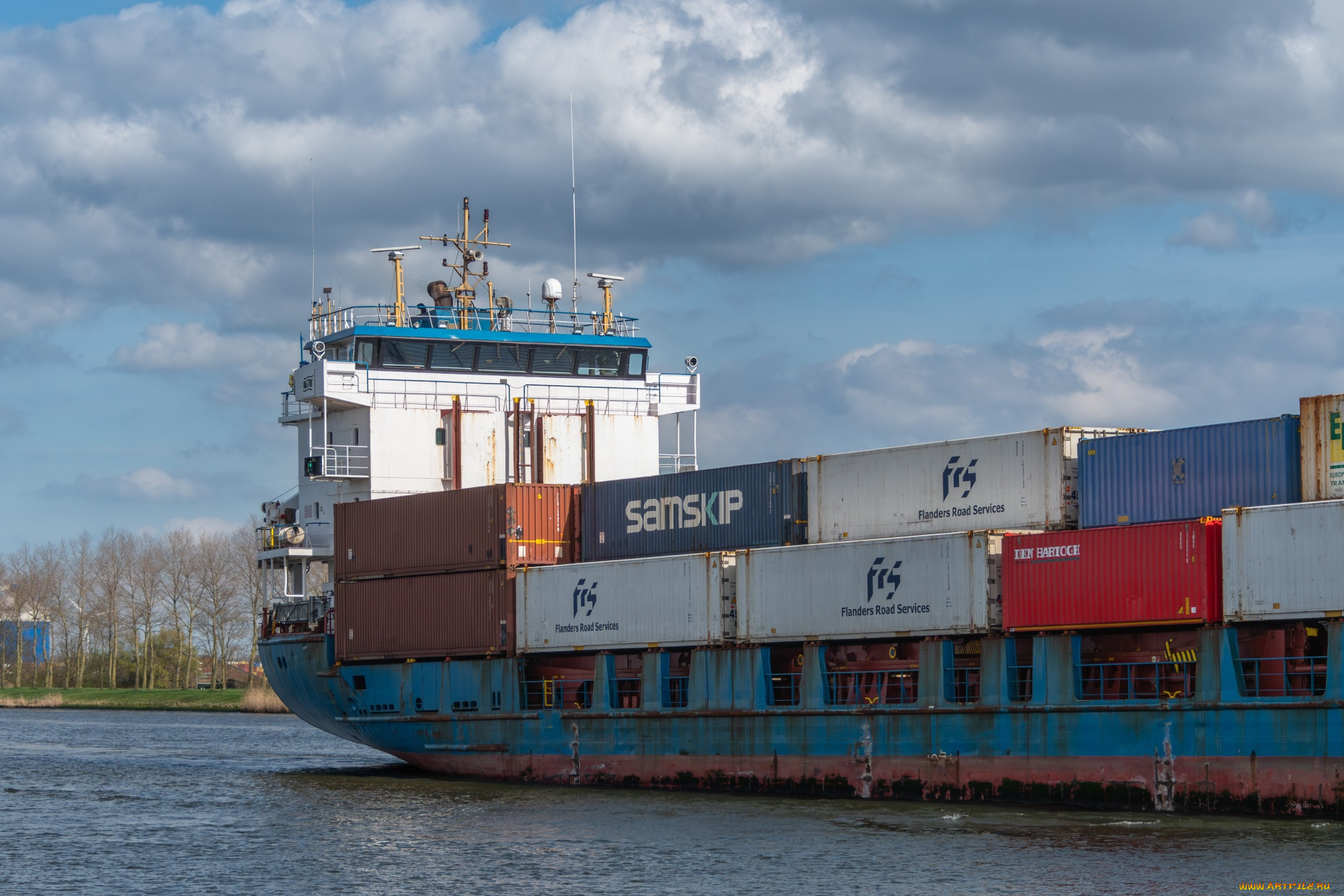 корабли, грузовые, суда, контейнеровоз