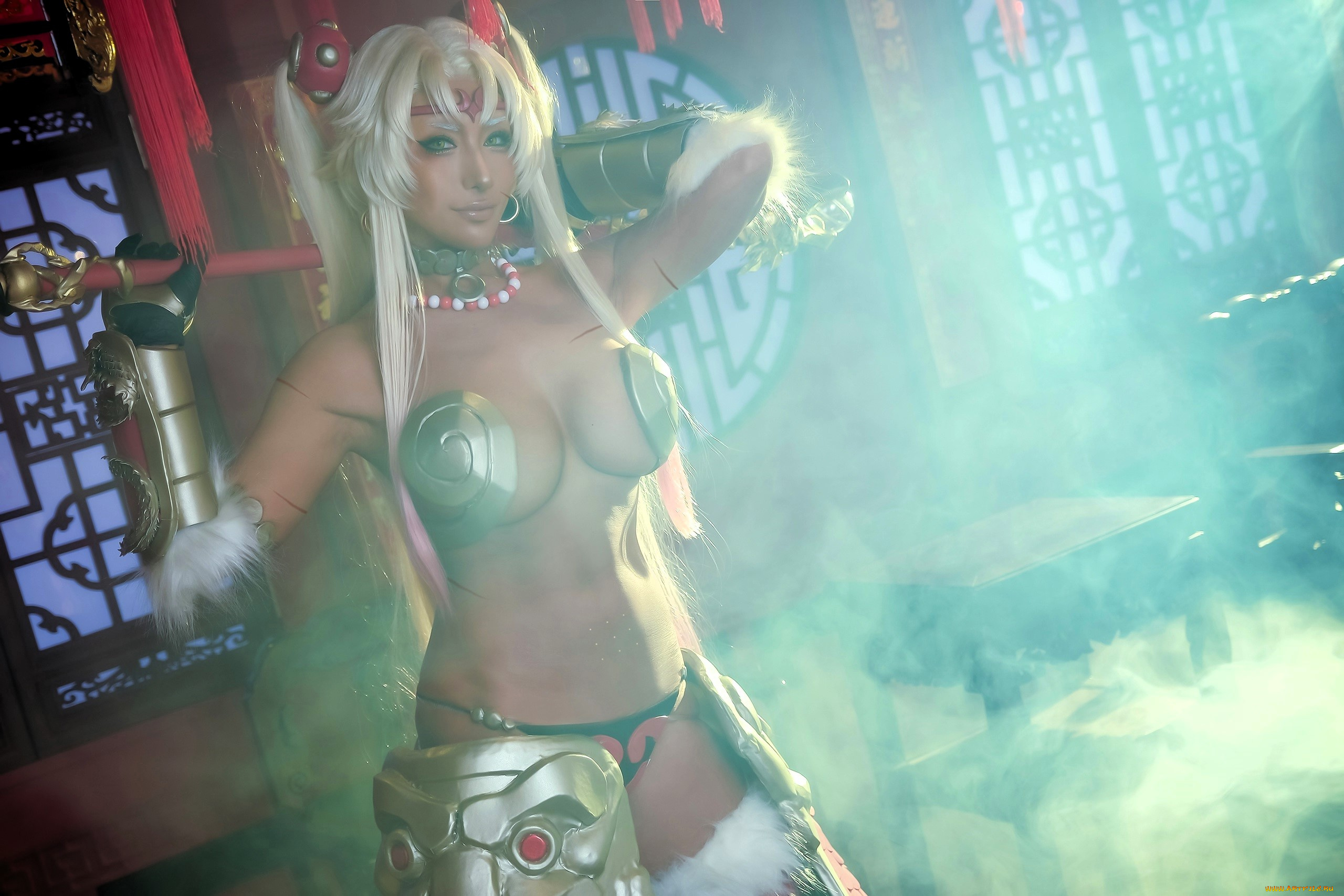 девушки, nonsummerjack, образ, косплей, наряд, посох, китай, дым