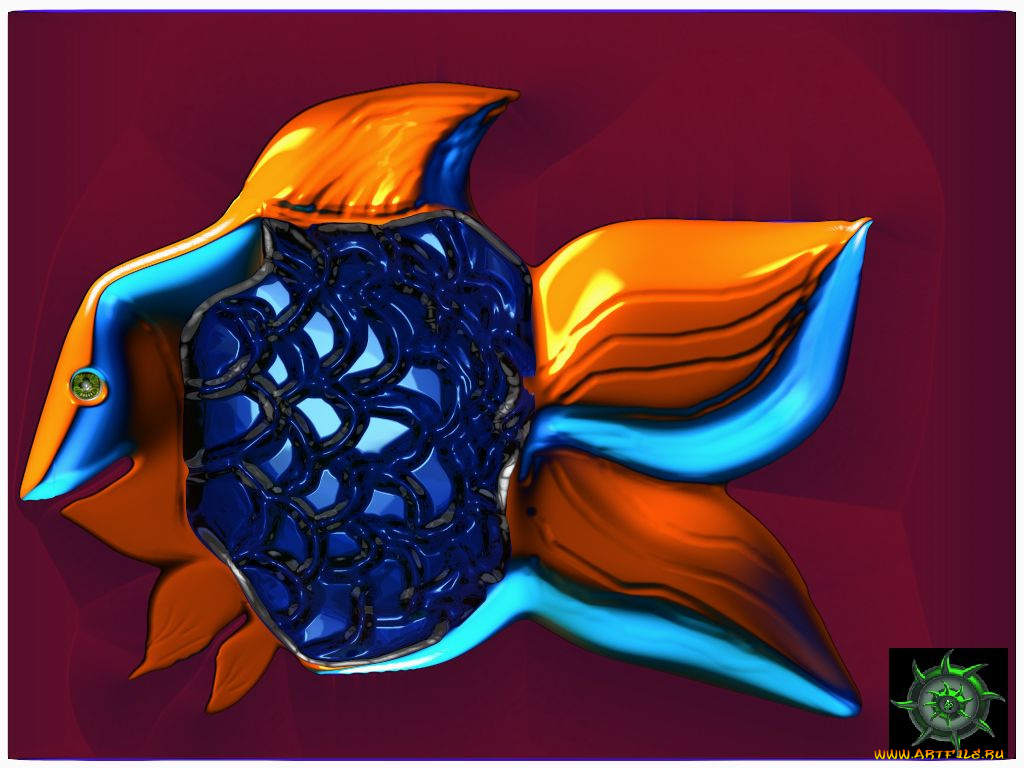 рисованные, животные, рыбы