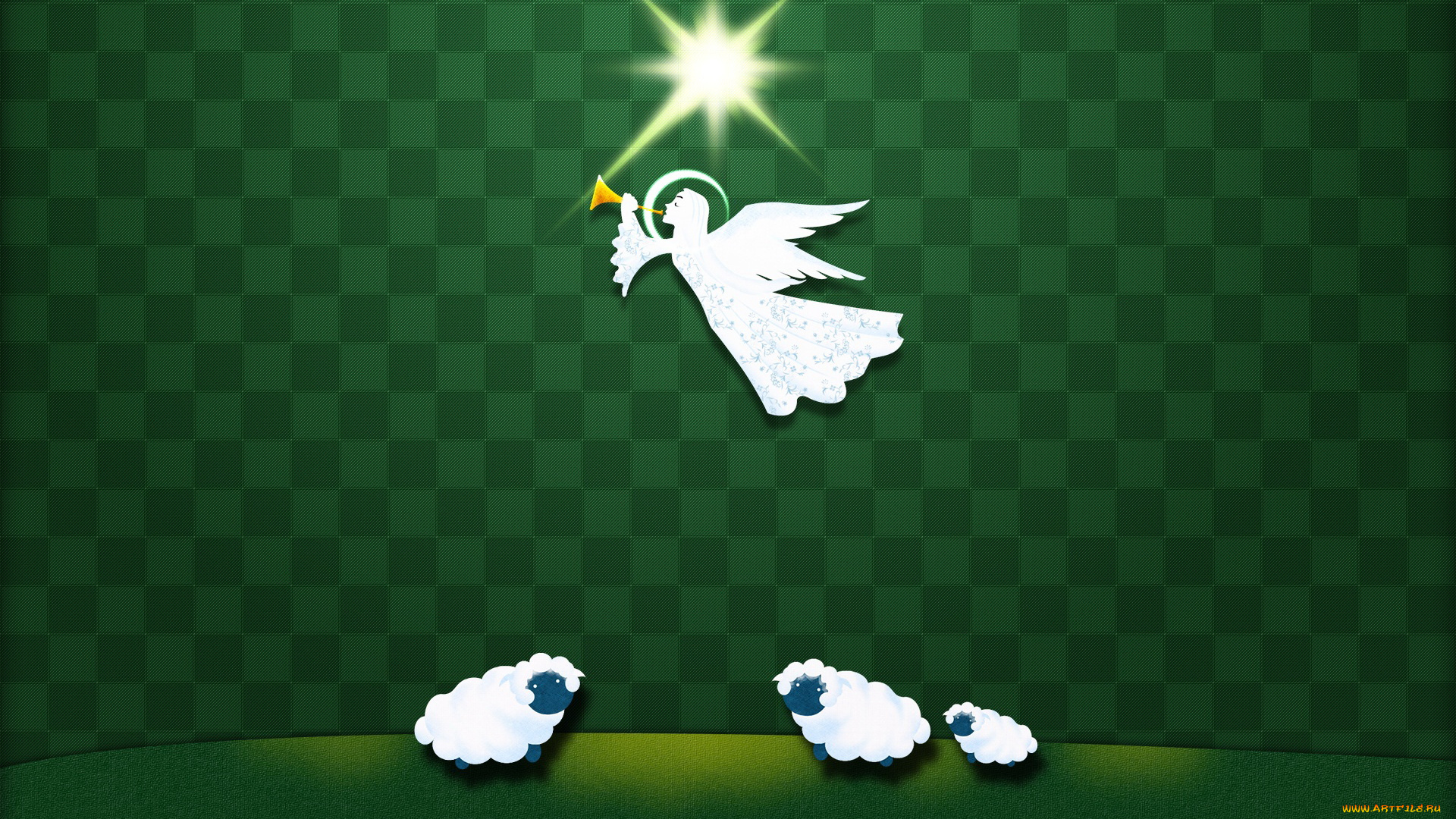 векторная, графика, ангел