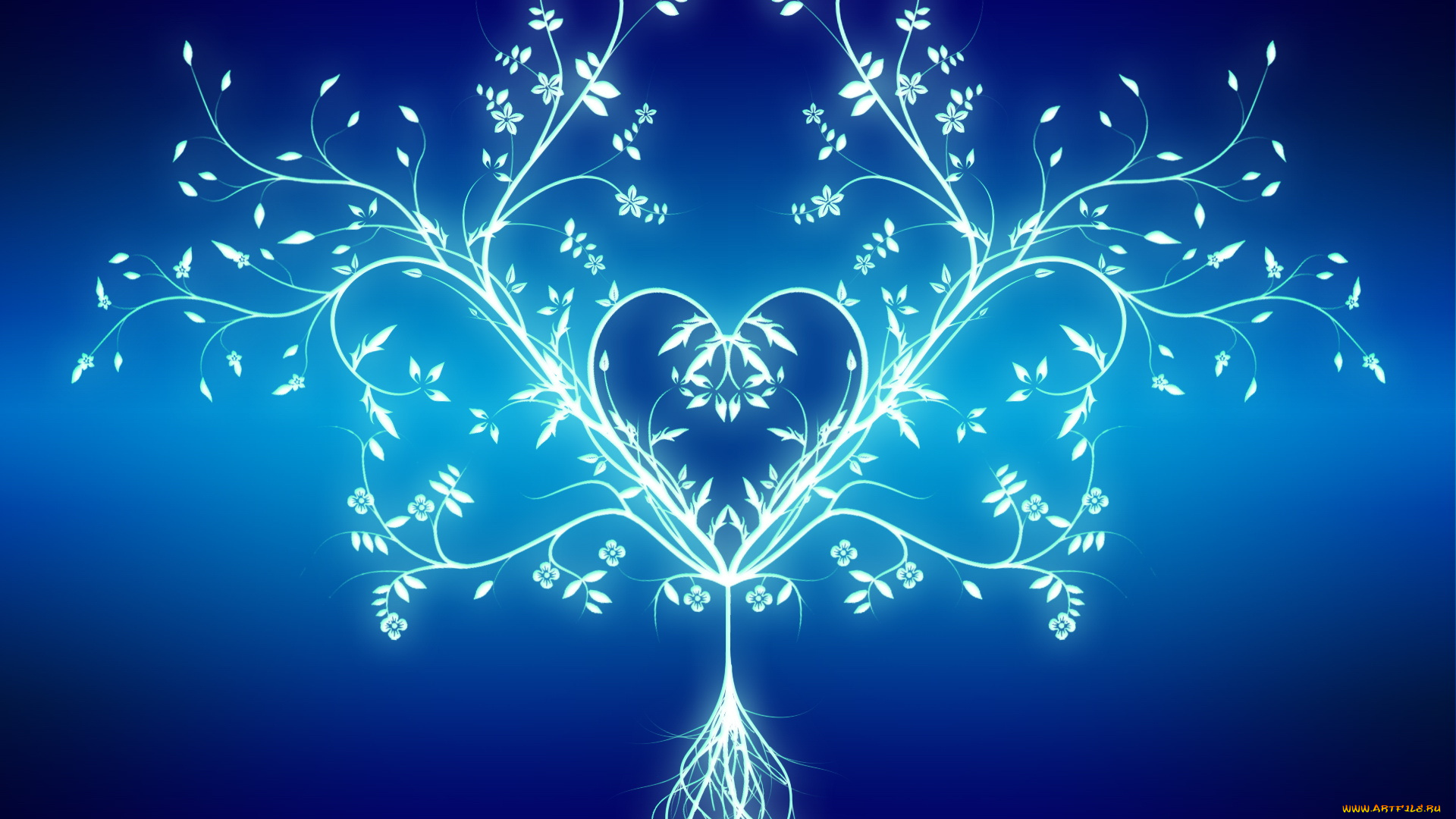 векторная, графика, сердечко, цветы