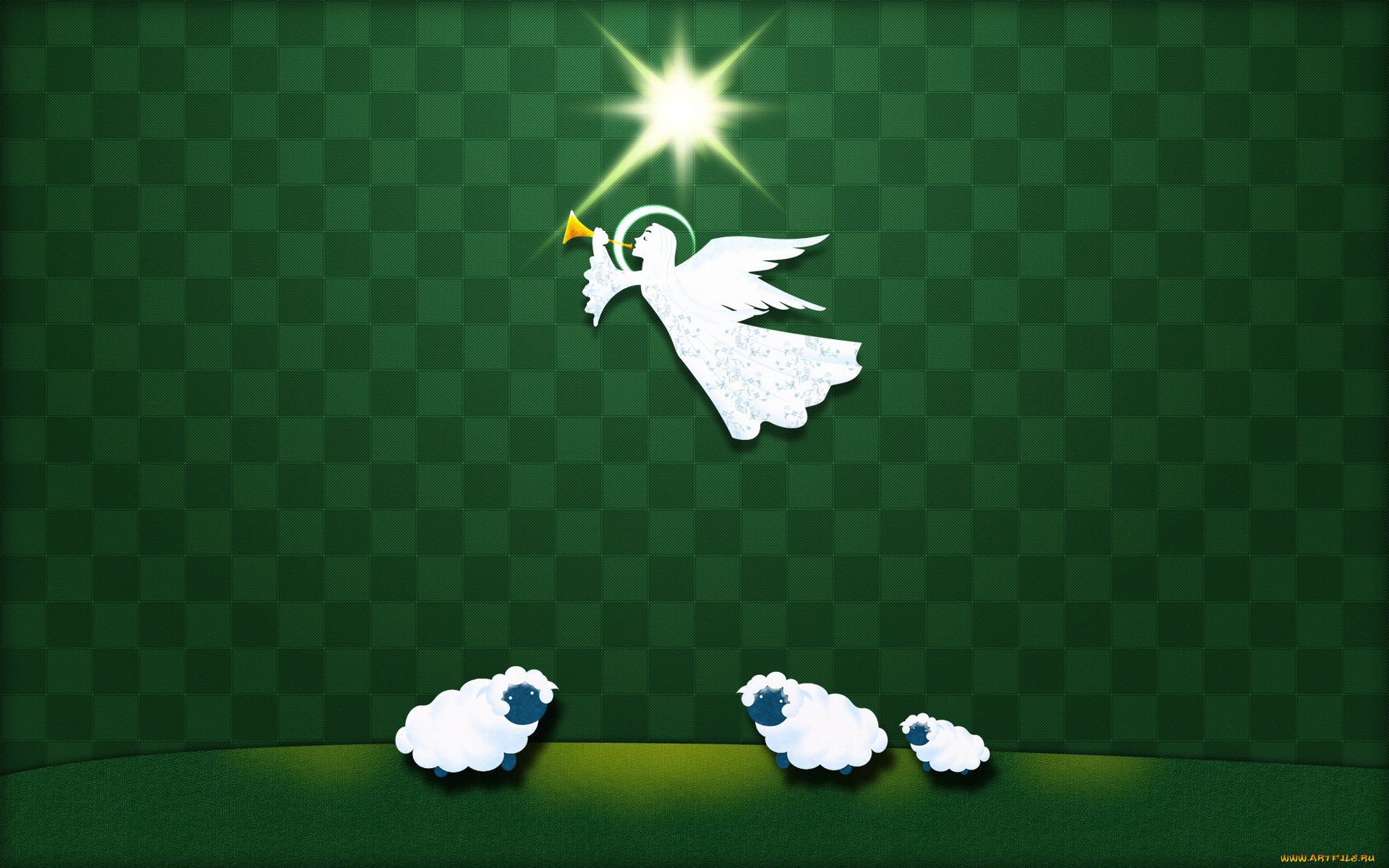 векторная, графика, ангел