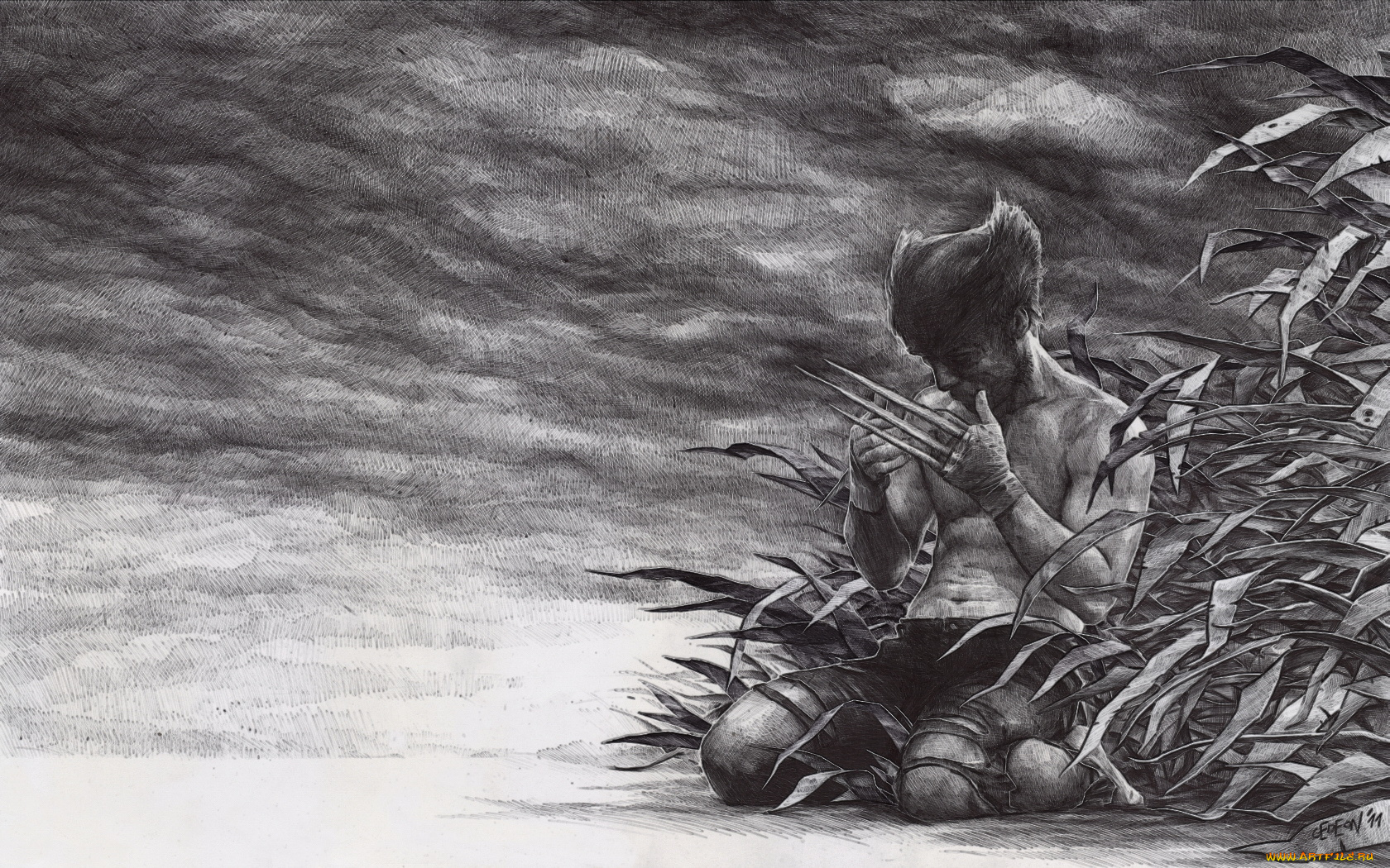 фэнтези, люди, когти, мужчина