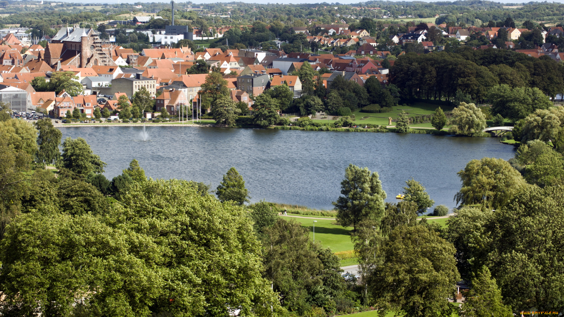 дания, хадерслев, города, пейзажи, syddanmark, река, дома