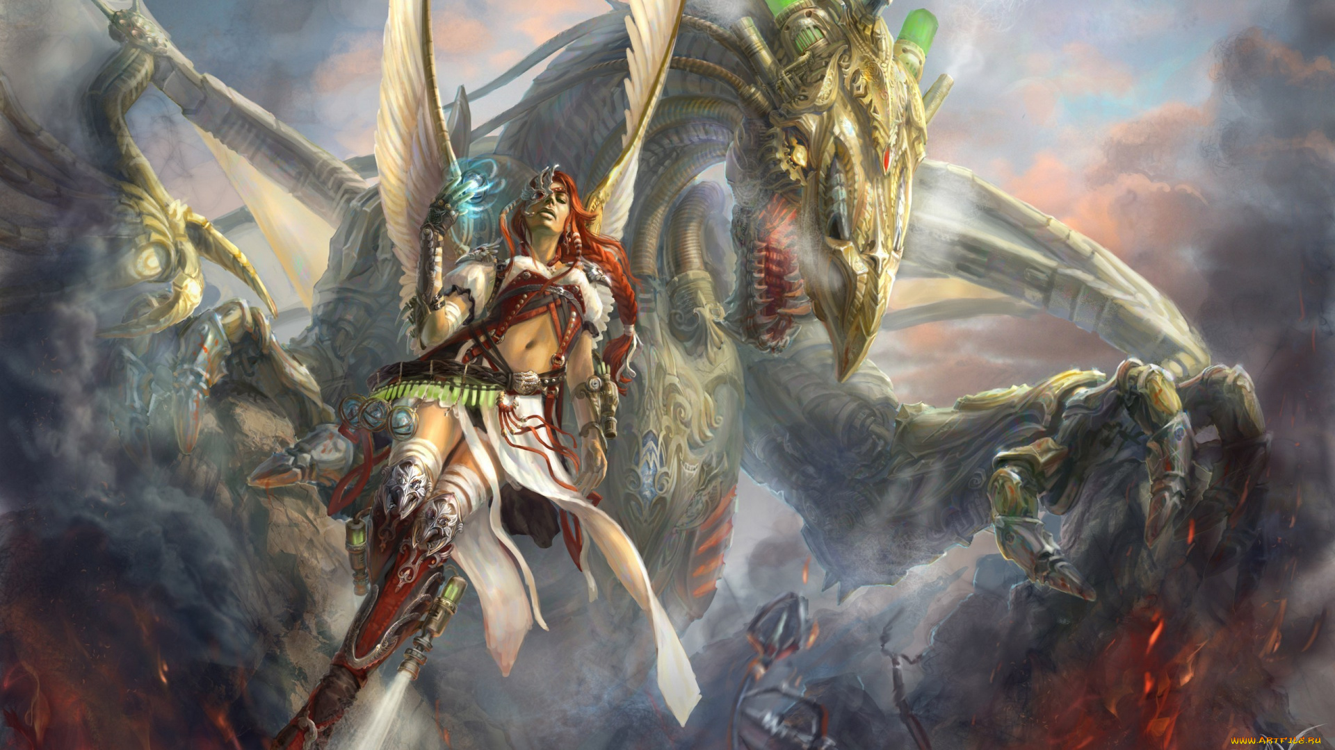 фэнтези, красавицы, чудовища, дракон, ангел