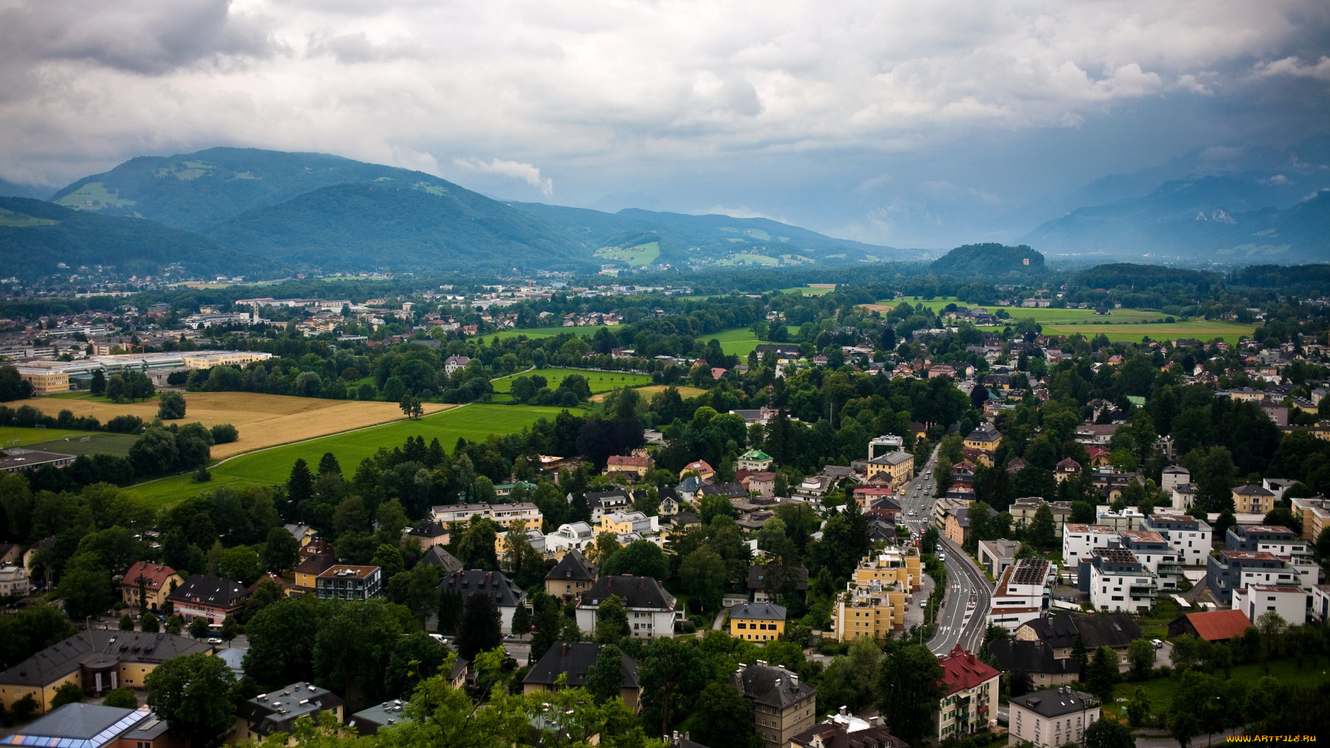 города, панорамы, salzburg, германия