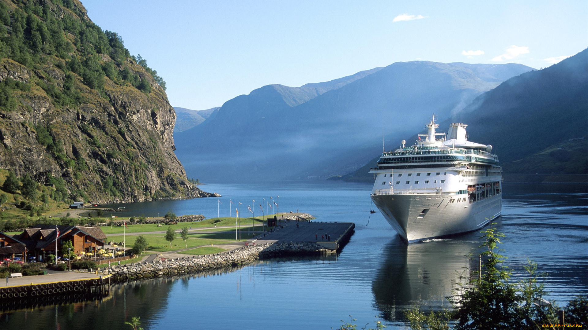 корабли, лайнеры, фьорд