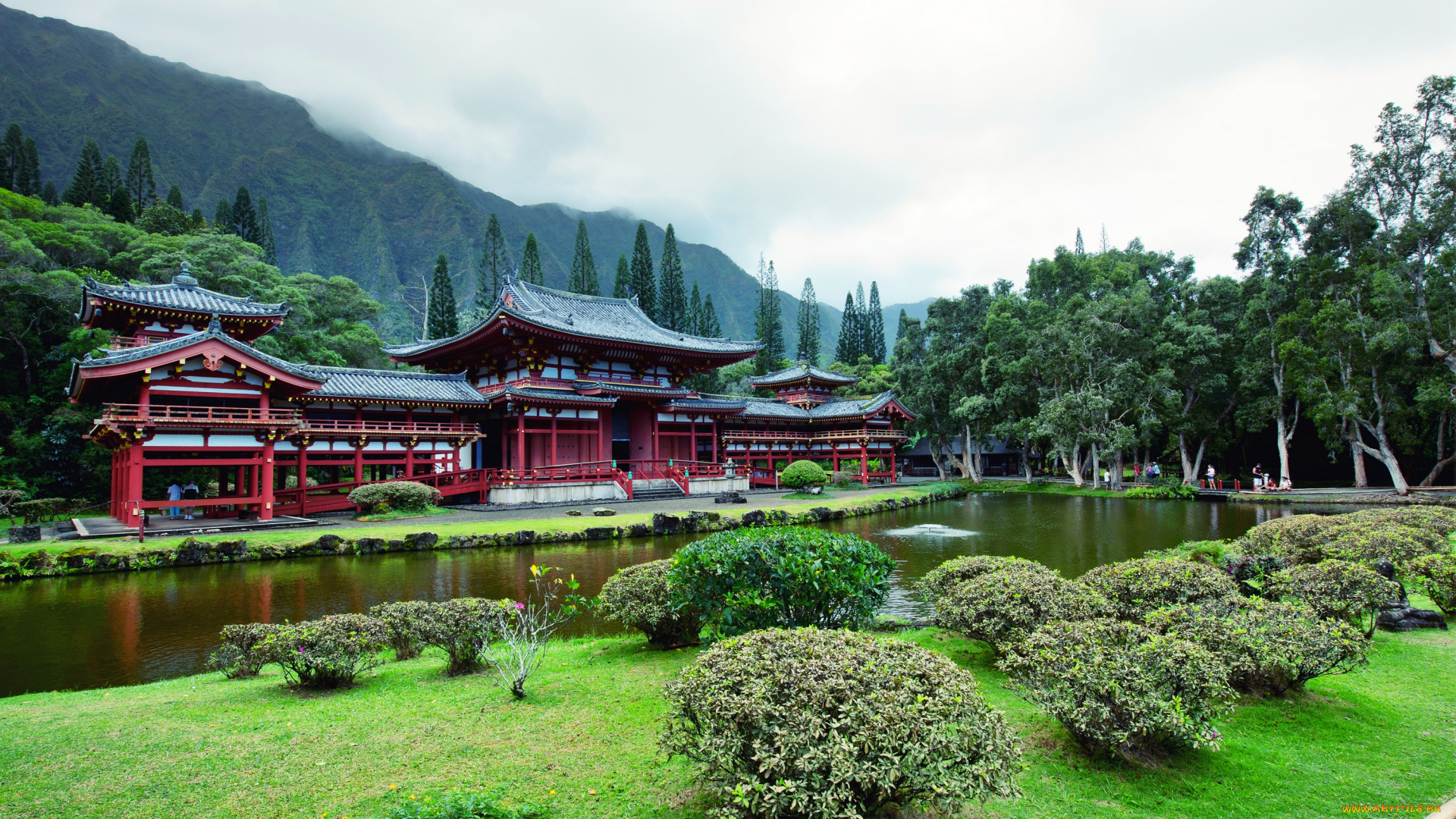 города, буддистские, другие, храмы, гавайи, долина, храмов