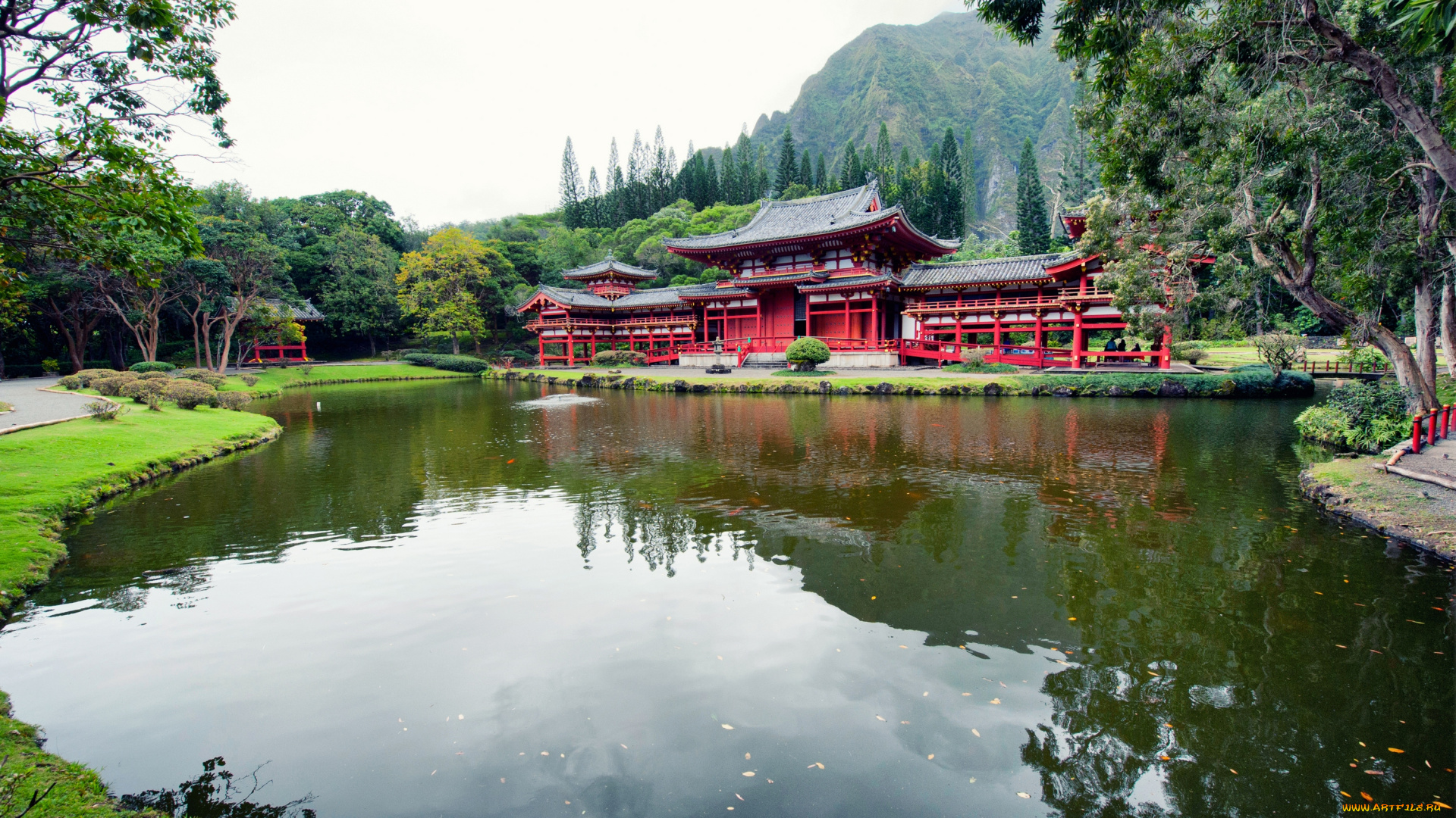 города, буддистские, другие, храмы, гавайи, долина, храмов