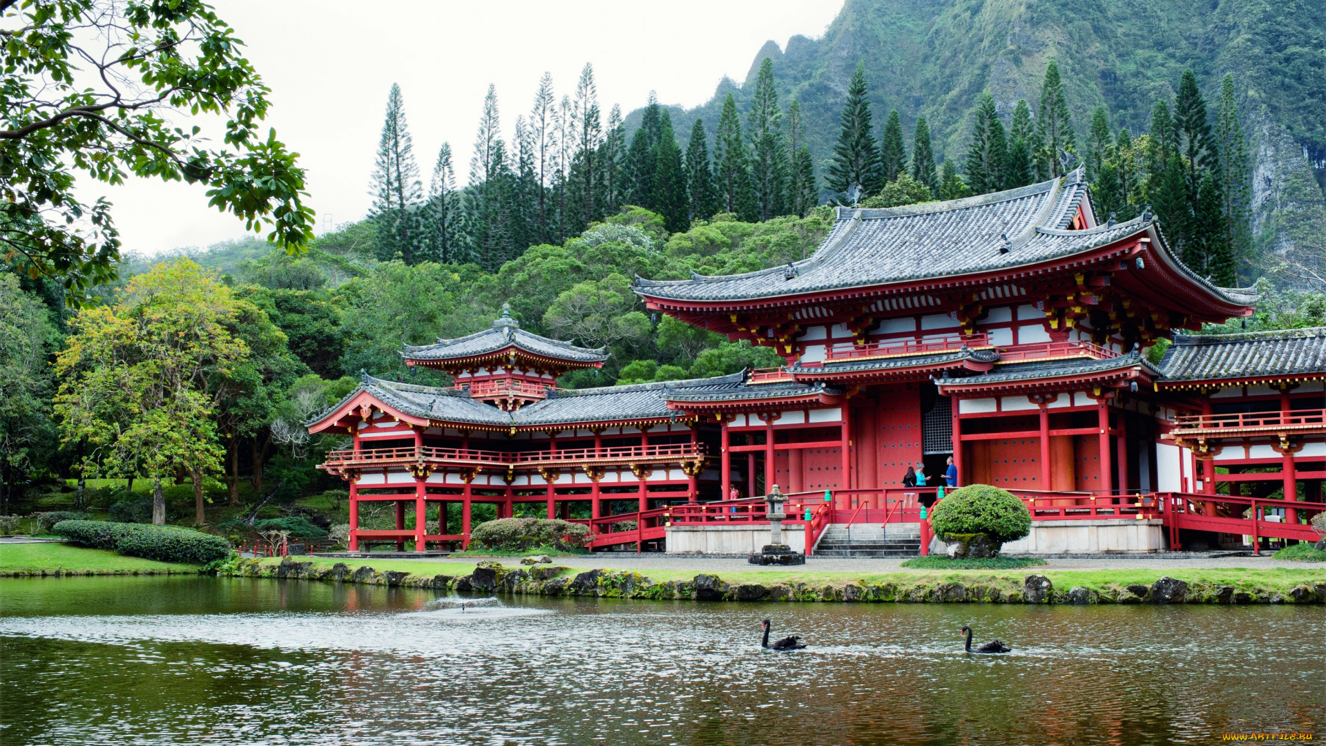 города, буддистские, другие, храмы, гавайи, долина, храмов