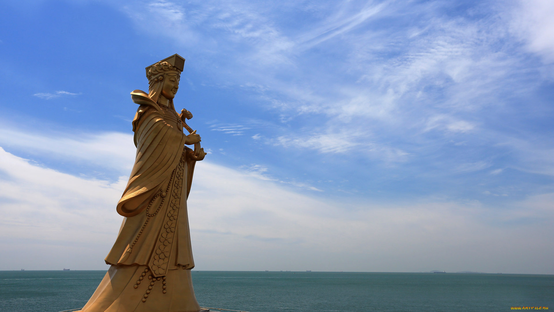 города, памятники, скульптуры, арт, объекты, море, облака