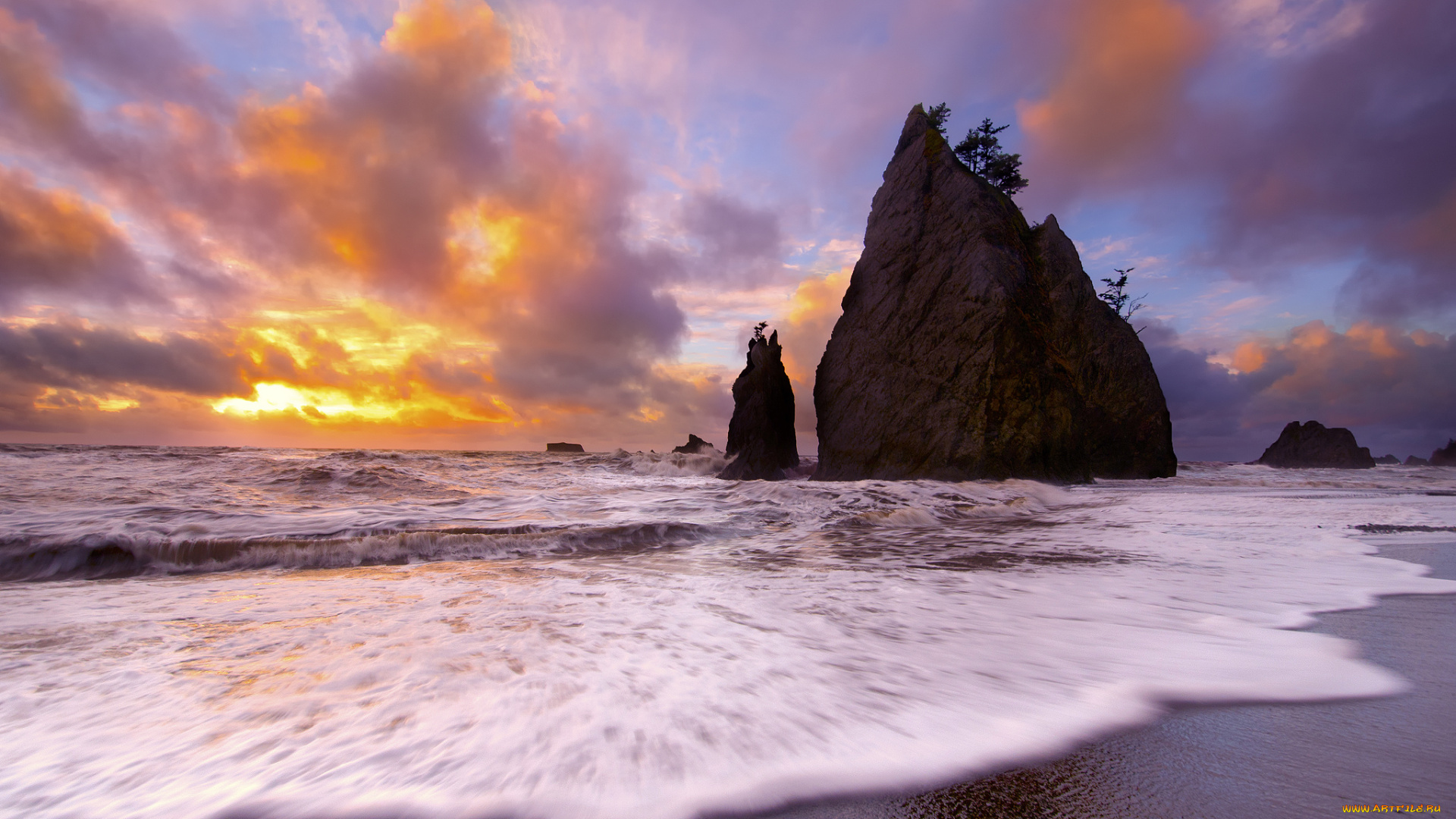 природа, побережье, пляж, океан, скалы, волны, море, небо