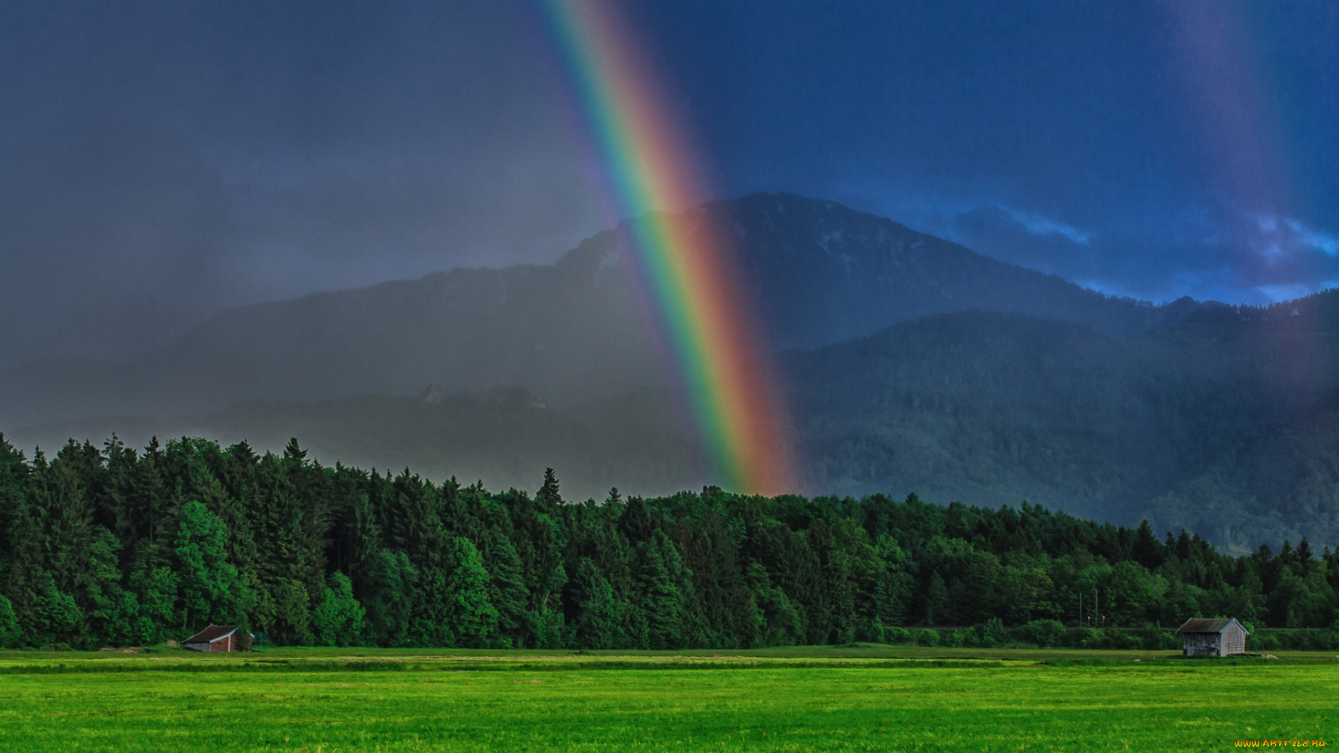 природа, радуга, цвет, небо, горы, лес, луг, германия, бавария, germany, bavaria