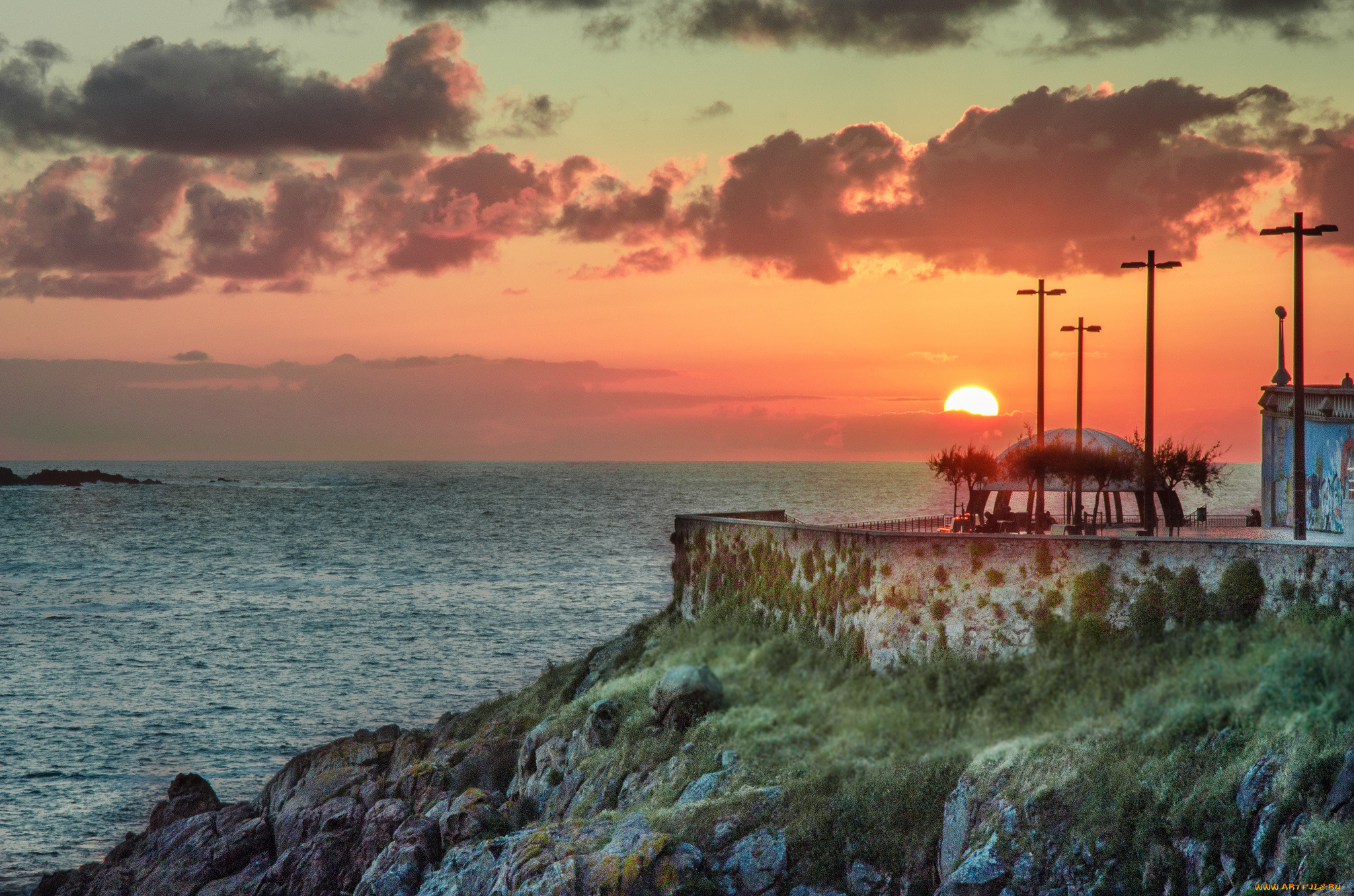 природа, восходы, закаты, море, набережная, солнце, закат