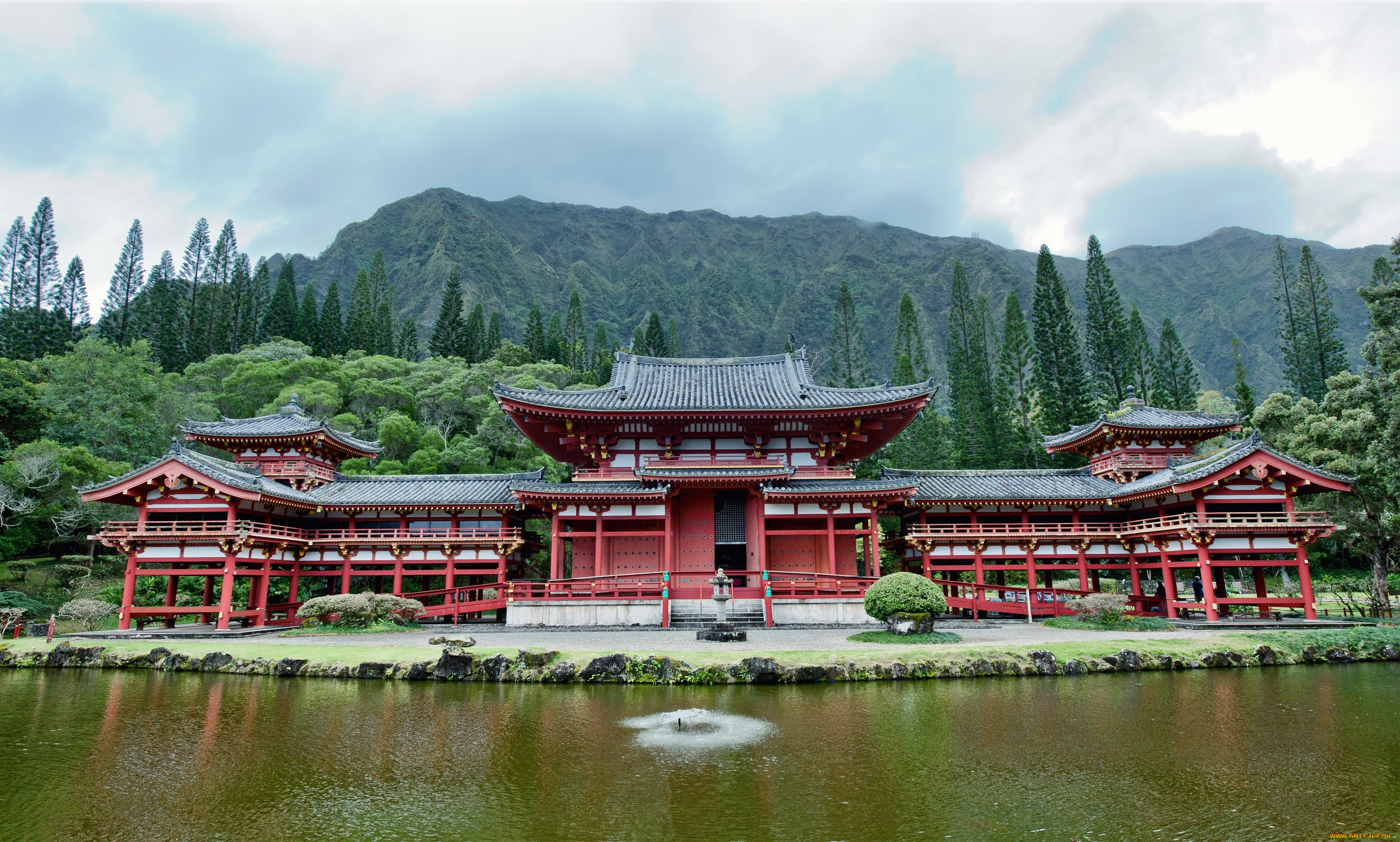 города, буддистские, другие, храмы, гавайи, долина, храмов