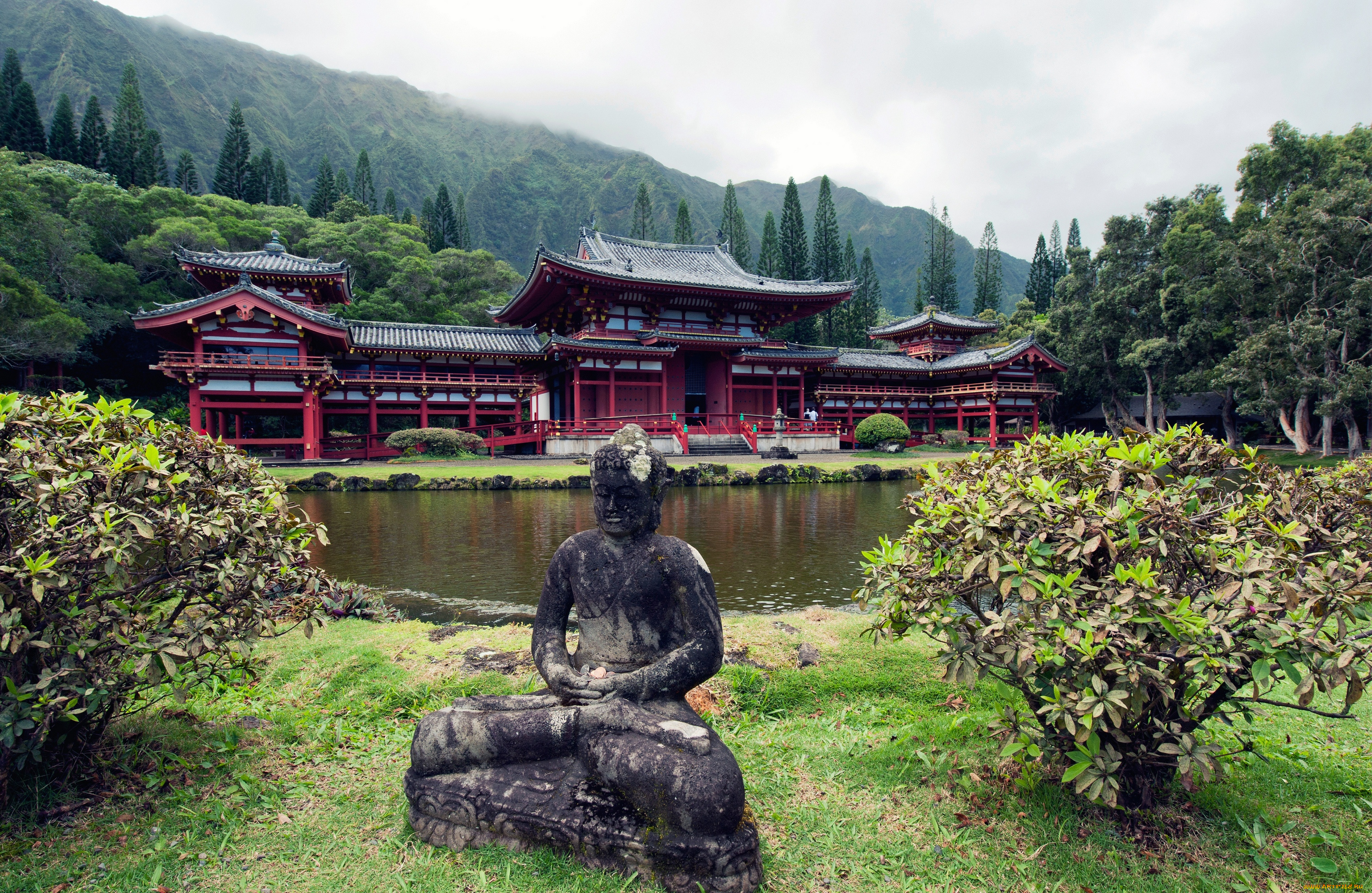 города, буддистские, другие, храмы, гавайи, долина, храмов