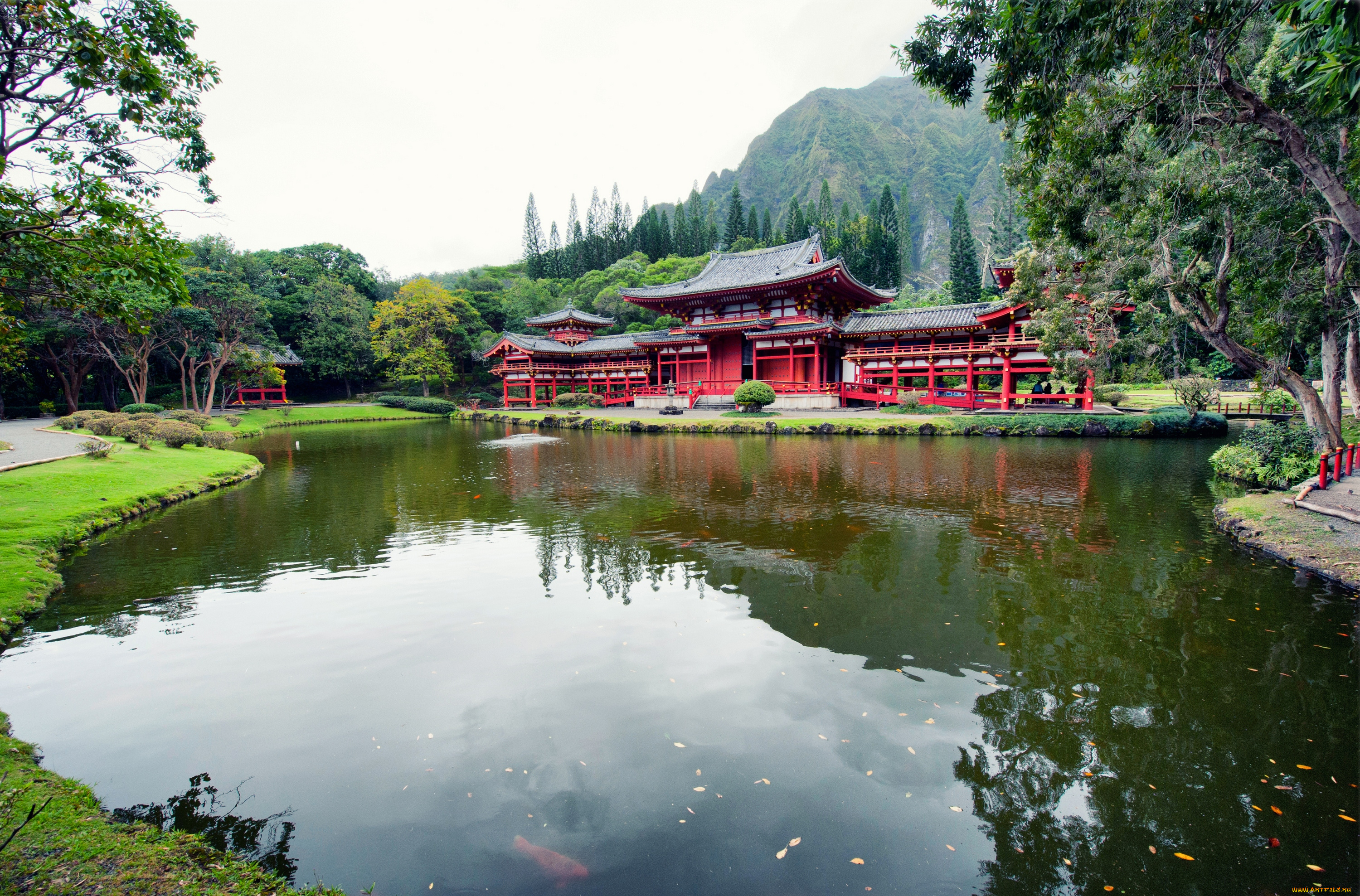 города, буддистские, другие, храмы, гавайи, долина, храмов