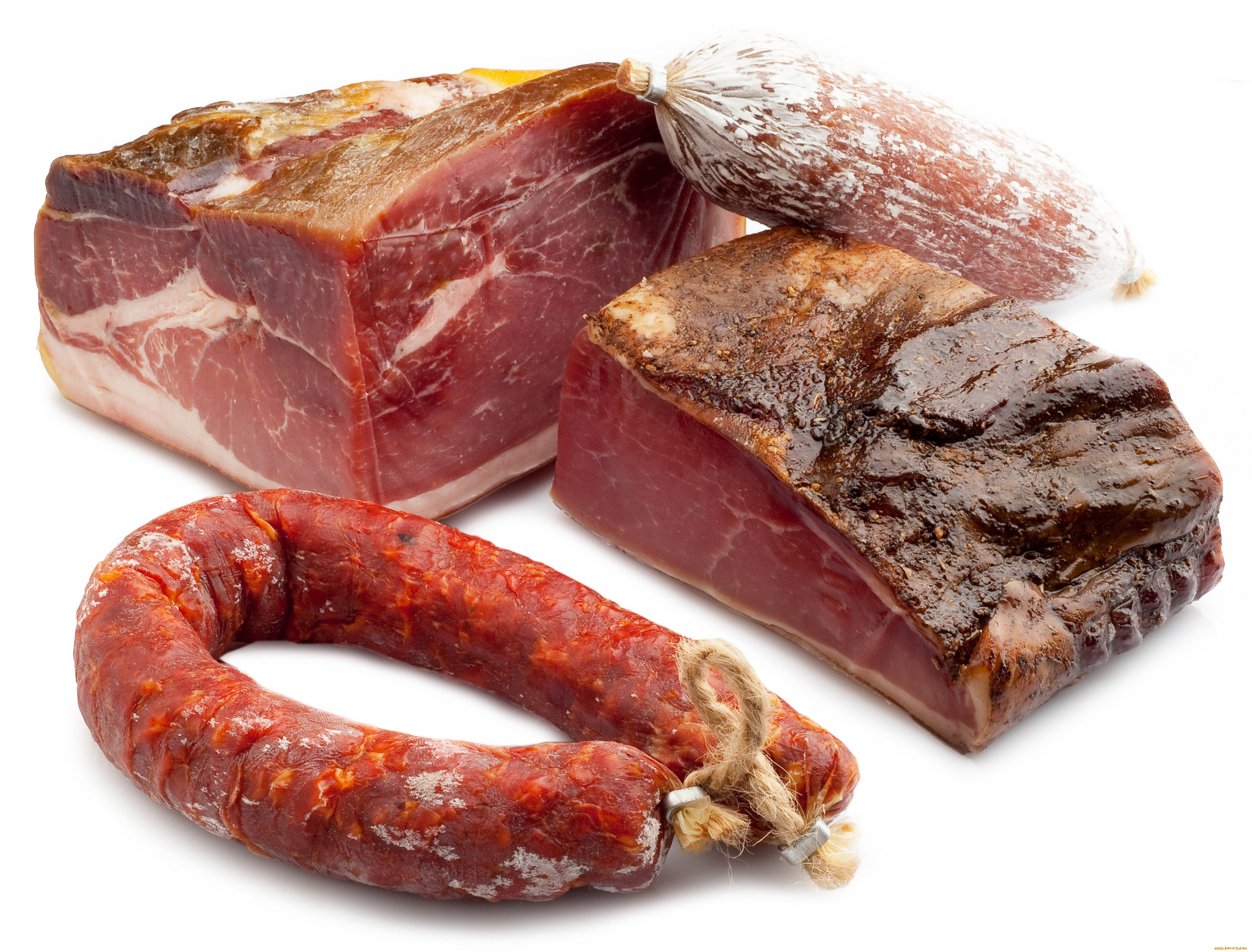 еда, колбасные, изделия, колбаса, мясо, белый, фон