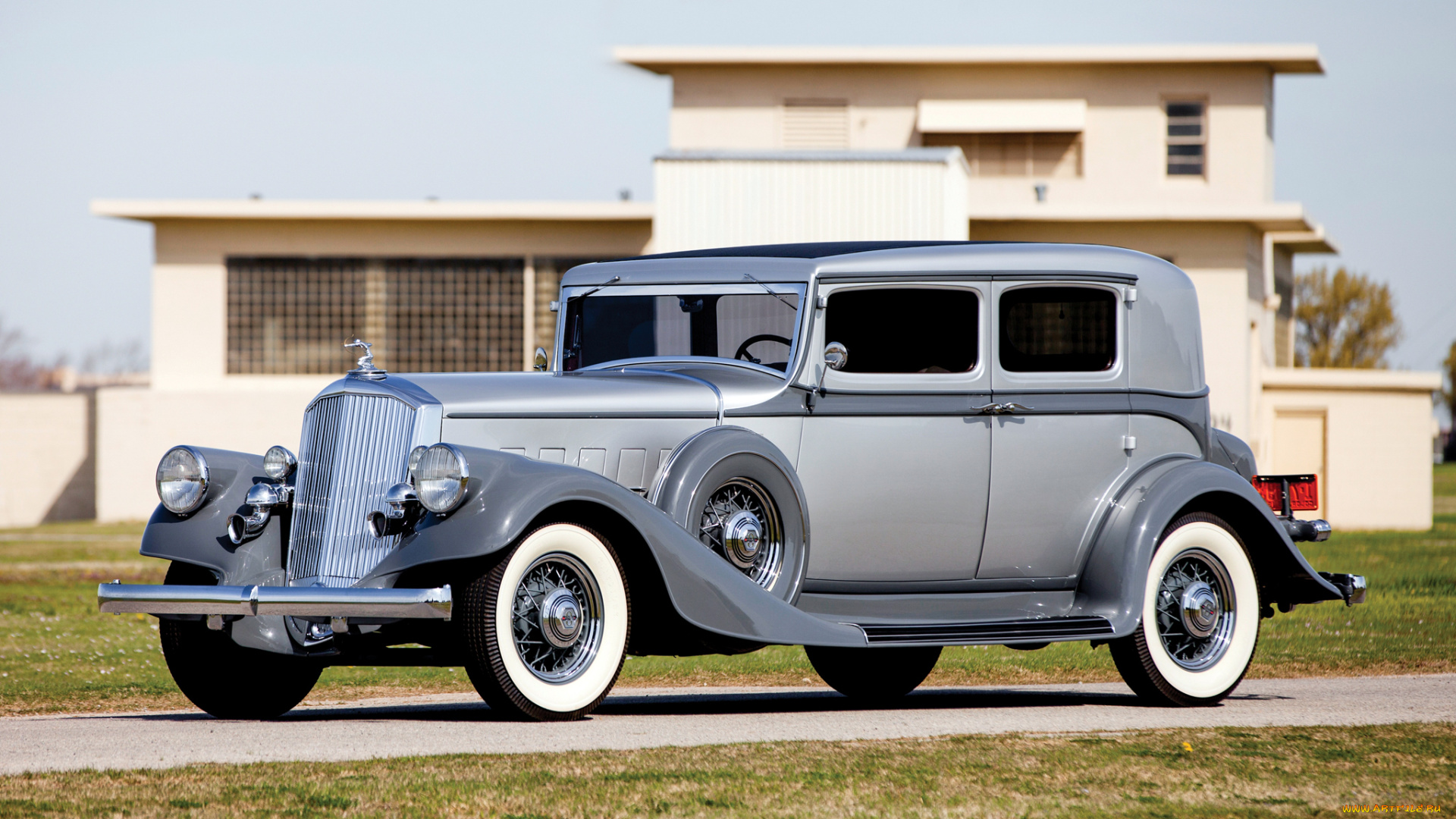 автомобили, классика, 1933г, pierce-arrow, model, 836, club, sedan, серый