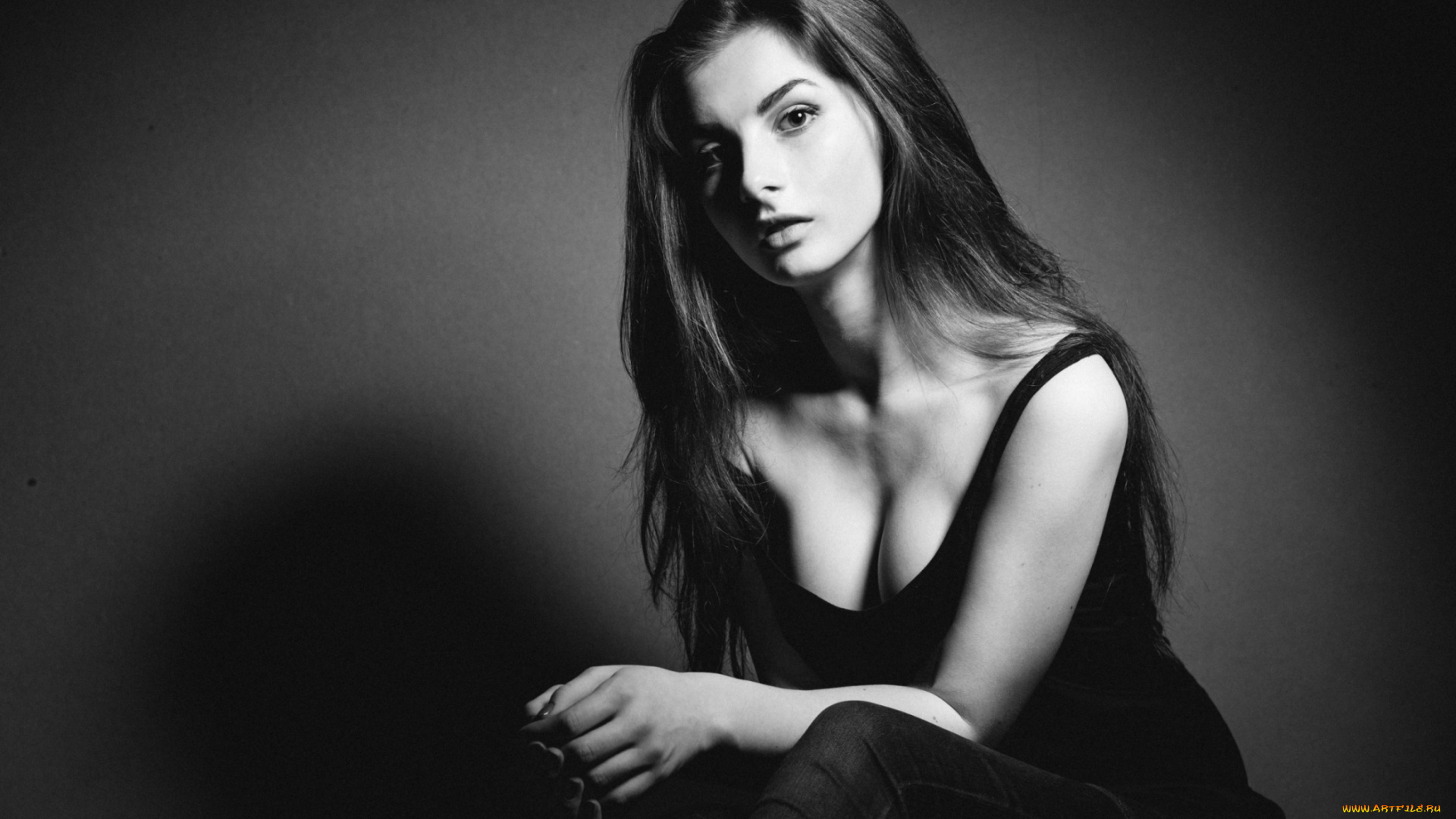 девушки, -unsort, , Черно-белые, обои, волосы