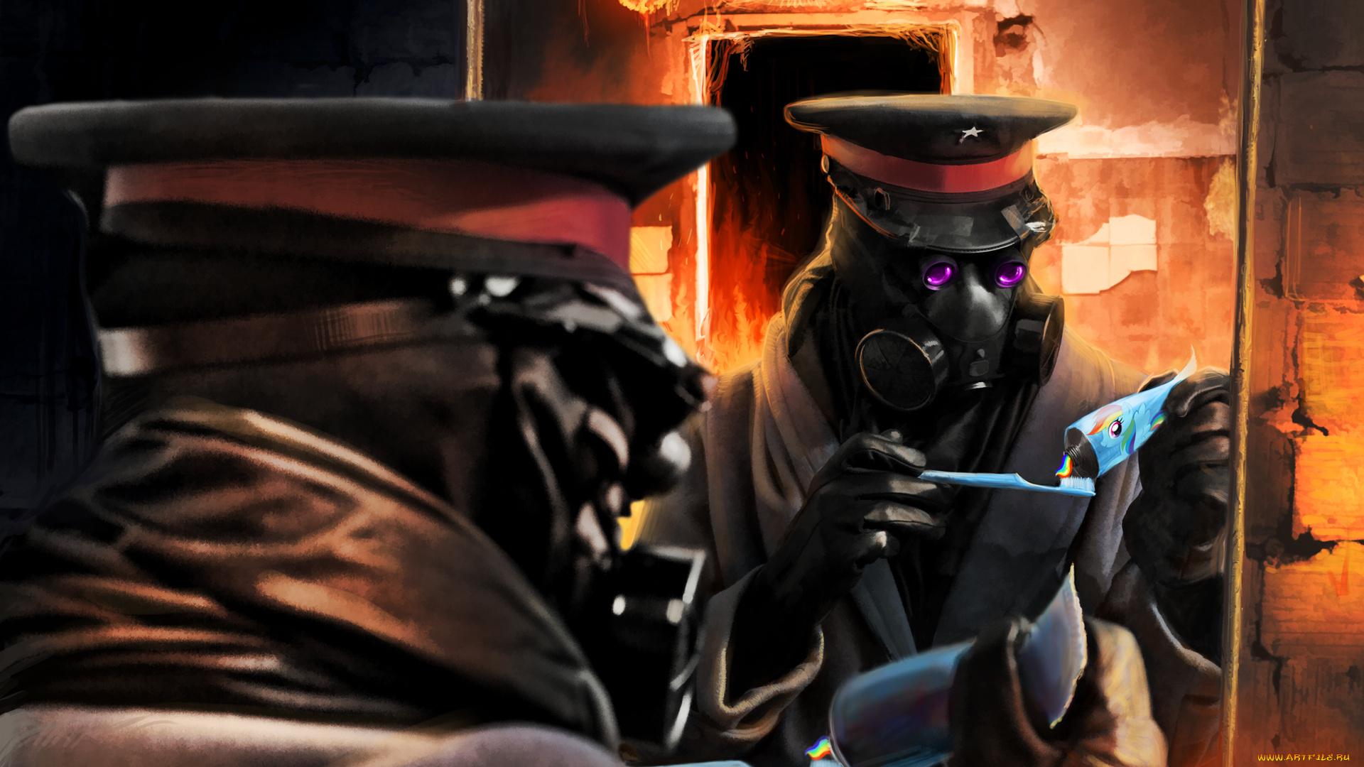 фэнтези, люди, романтика, апокалипсиса, капитан, пожар, тюбик, щётка