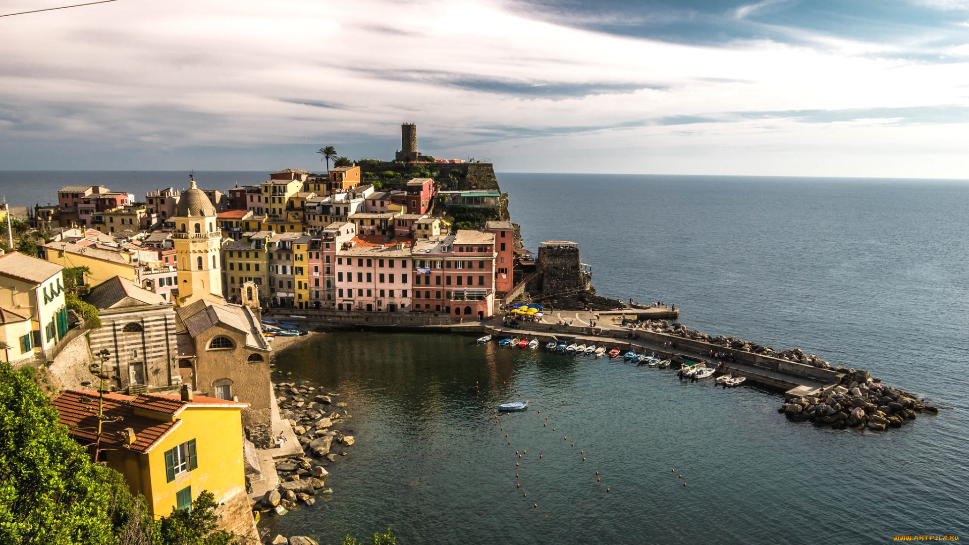 города, амальфийское, и, лигурийское, побережье, , италия, дома