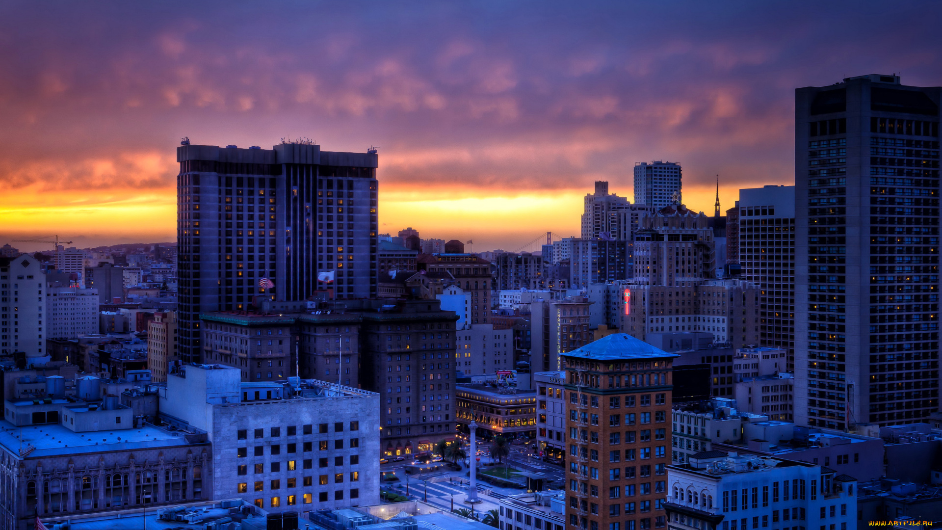 города, сан-франциско, , сша, калифорния, дома, сан-франциско, небоскребы, ночь, огни