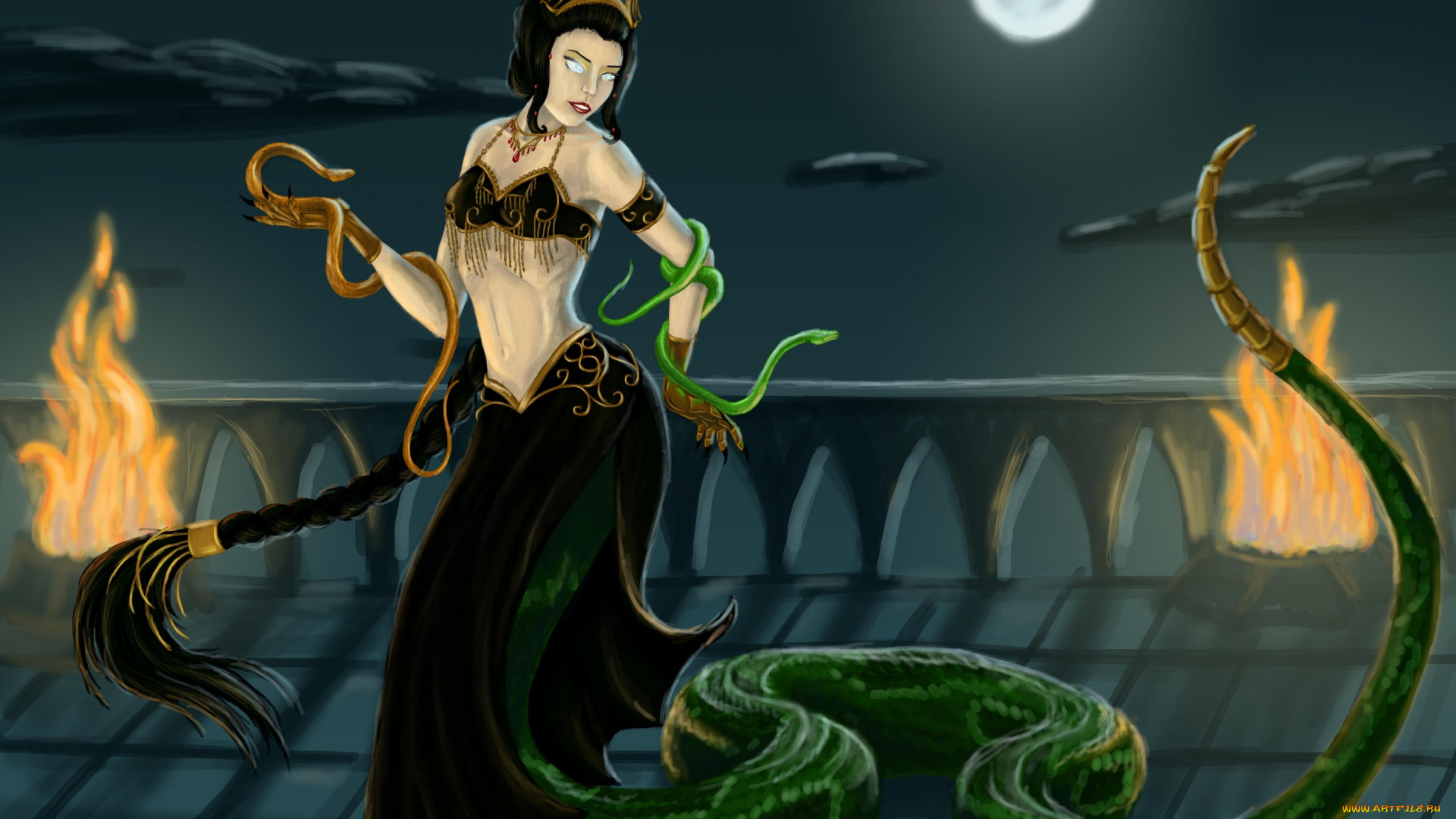 league, of, legends, фэнтези, существа, league, of, legends, cassiopeia, арт, игра, змея, хвост, взгляд, огонь