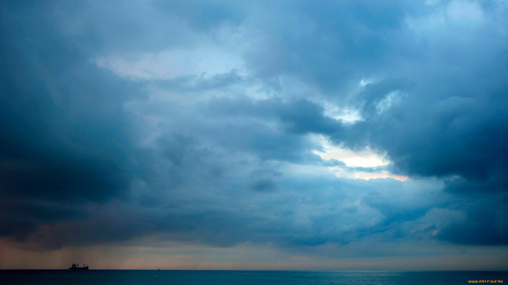 природа, моря, океаны, корабль, море, додждь, тучи, облака