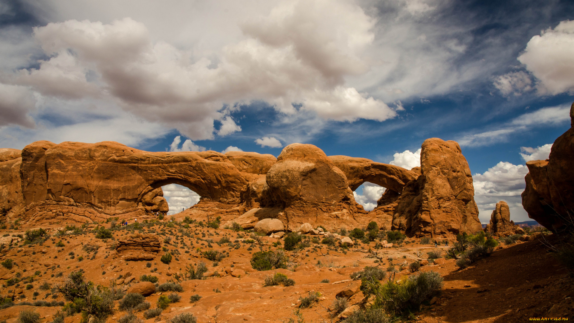 природа, пустыни, горы, скалы, арки, облака