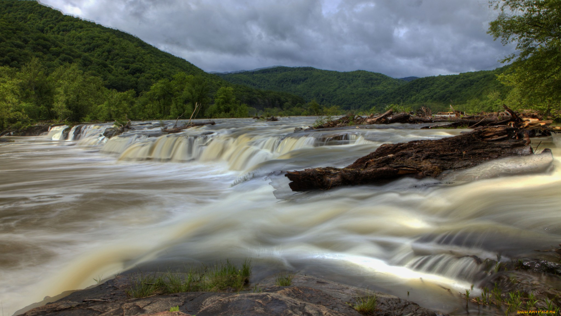 природа, водопады, лес, водопад, река