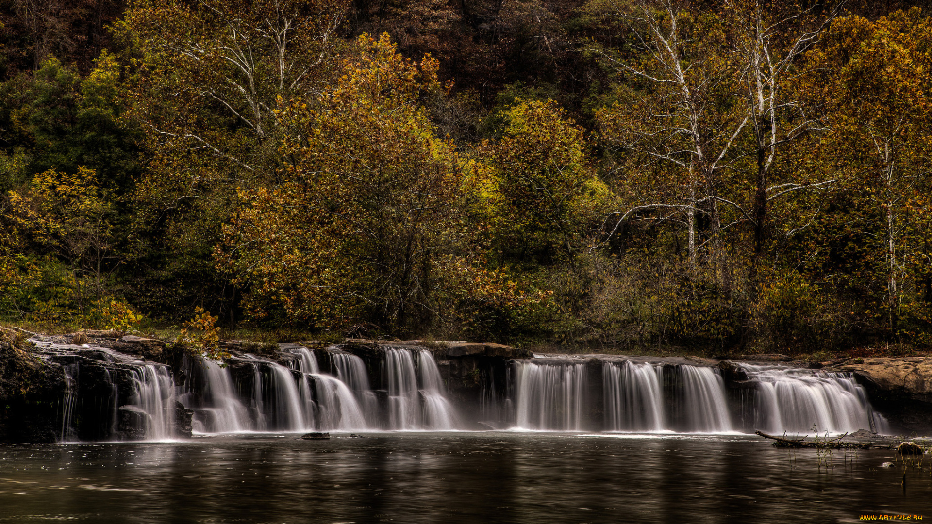 природа, водопады, водопад, лес, река