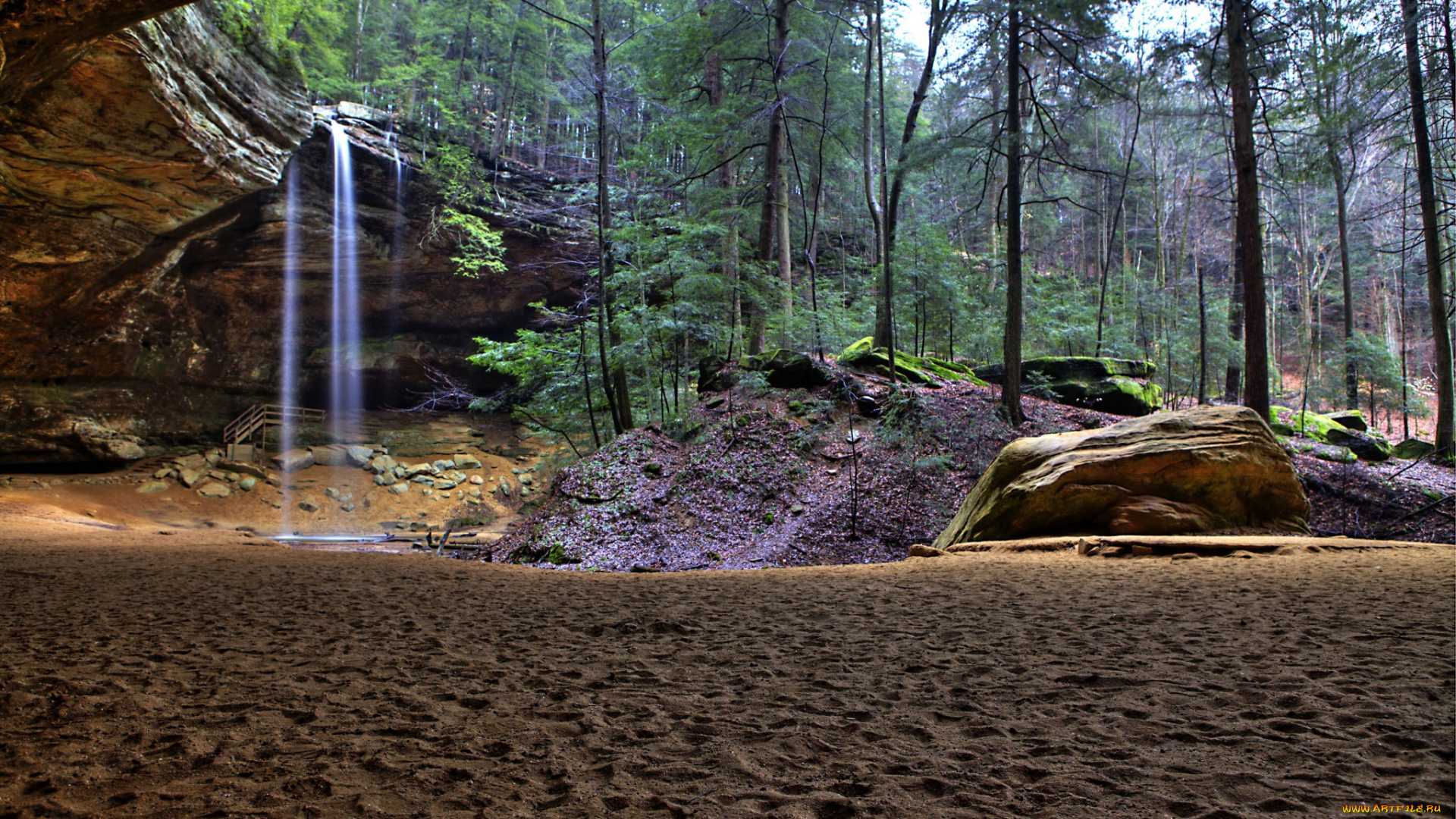 природа, водопады, водопад, лес, река