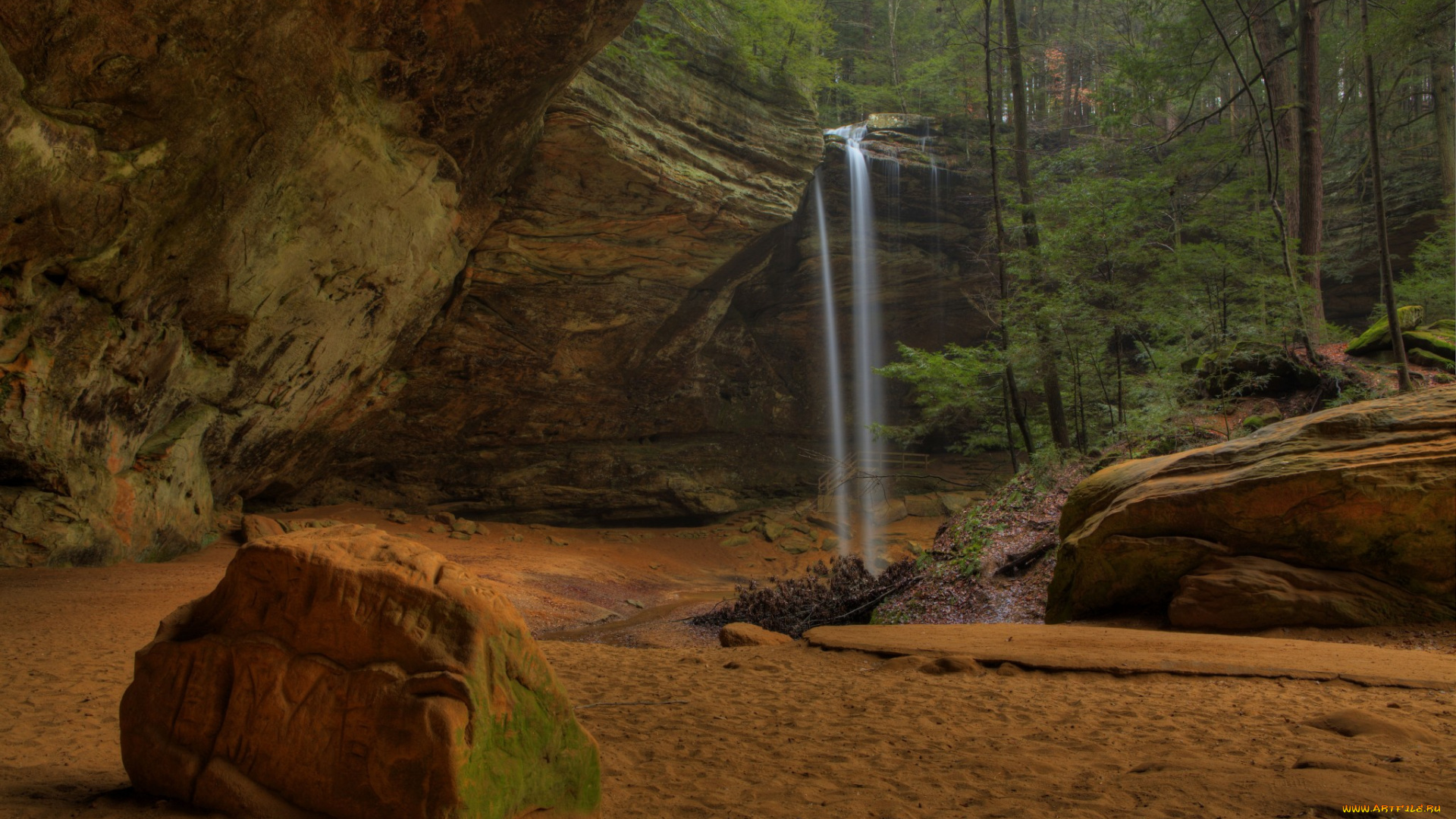 природа, водопады, водопад, река, лес