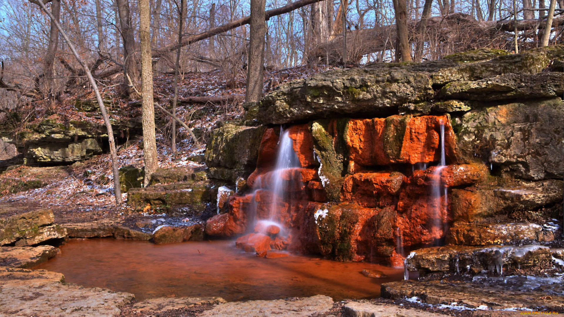 природа, водопады, водопад, река, лес
