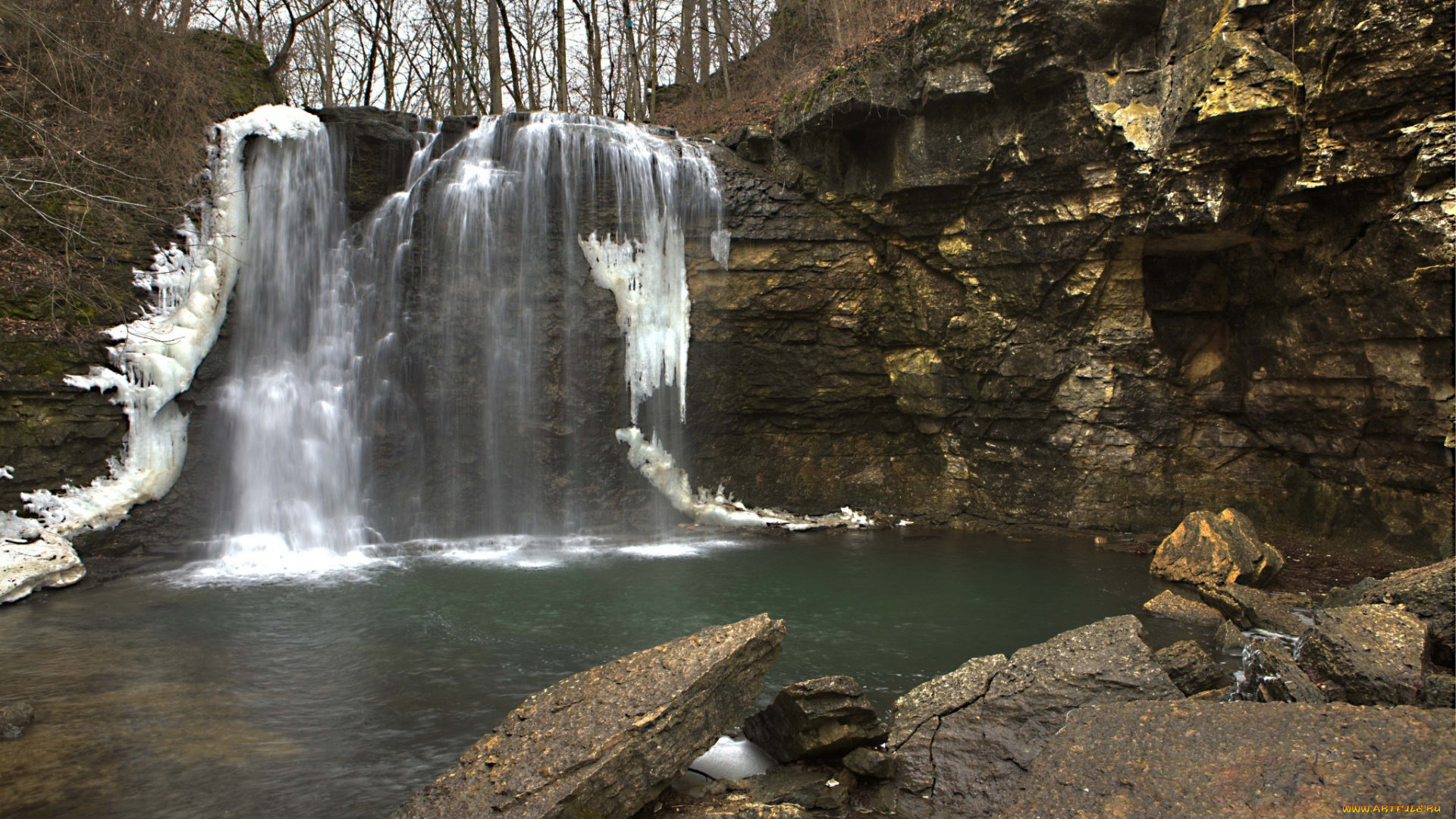 природа, водопады, водопад, река, лес