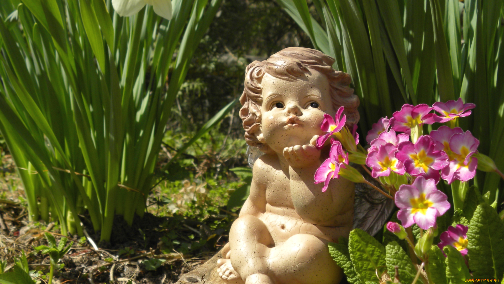 разное, садовые, и, парковые, скульптуры, цветы, ангел