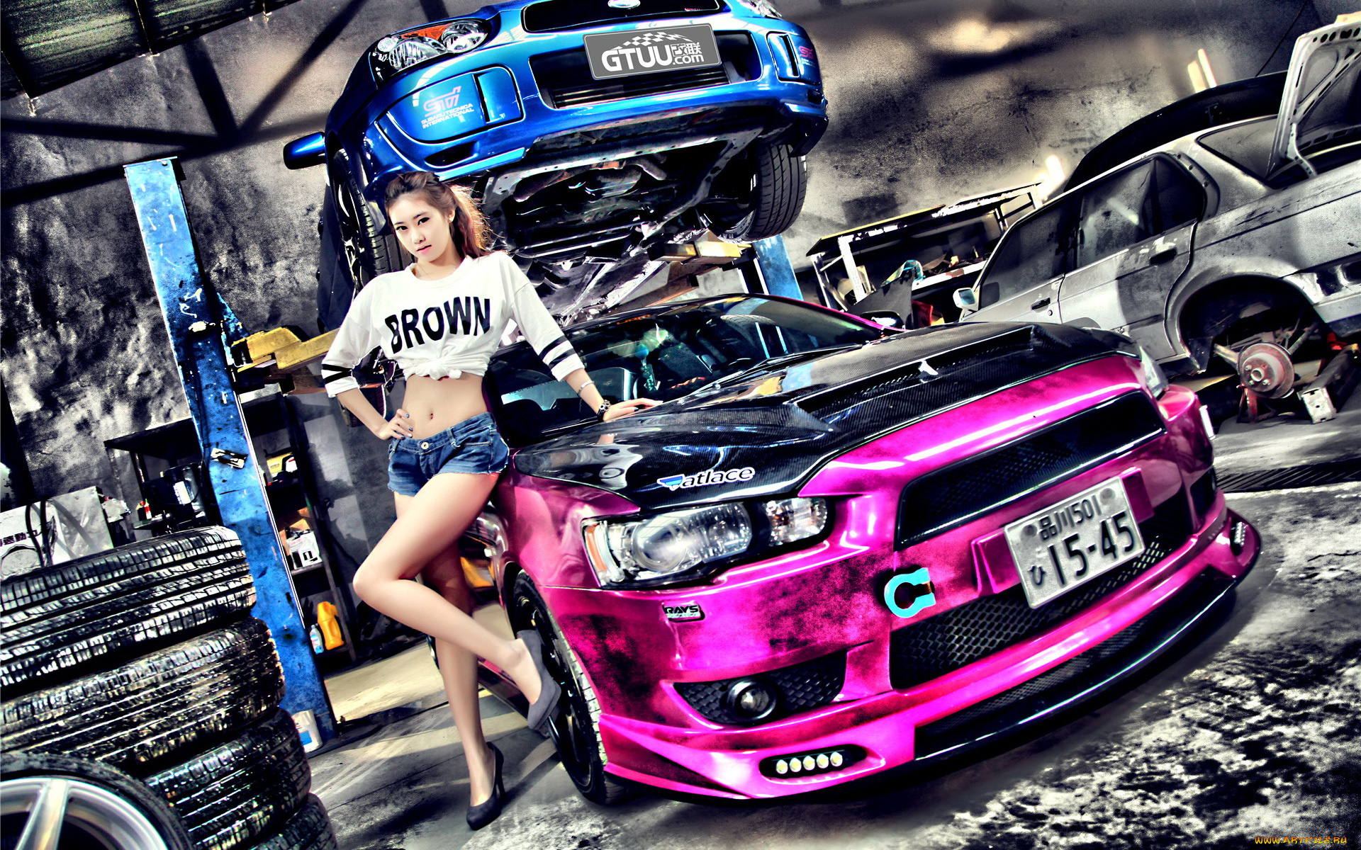 автомобили, авто, с, девушками, девушка, азиатка, автомобиль