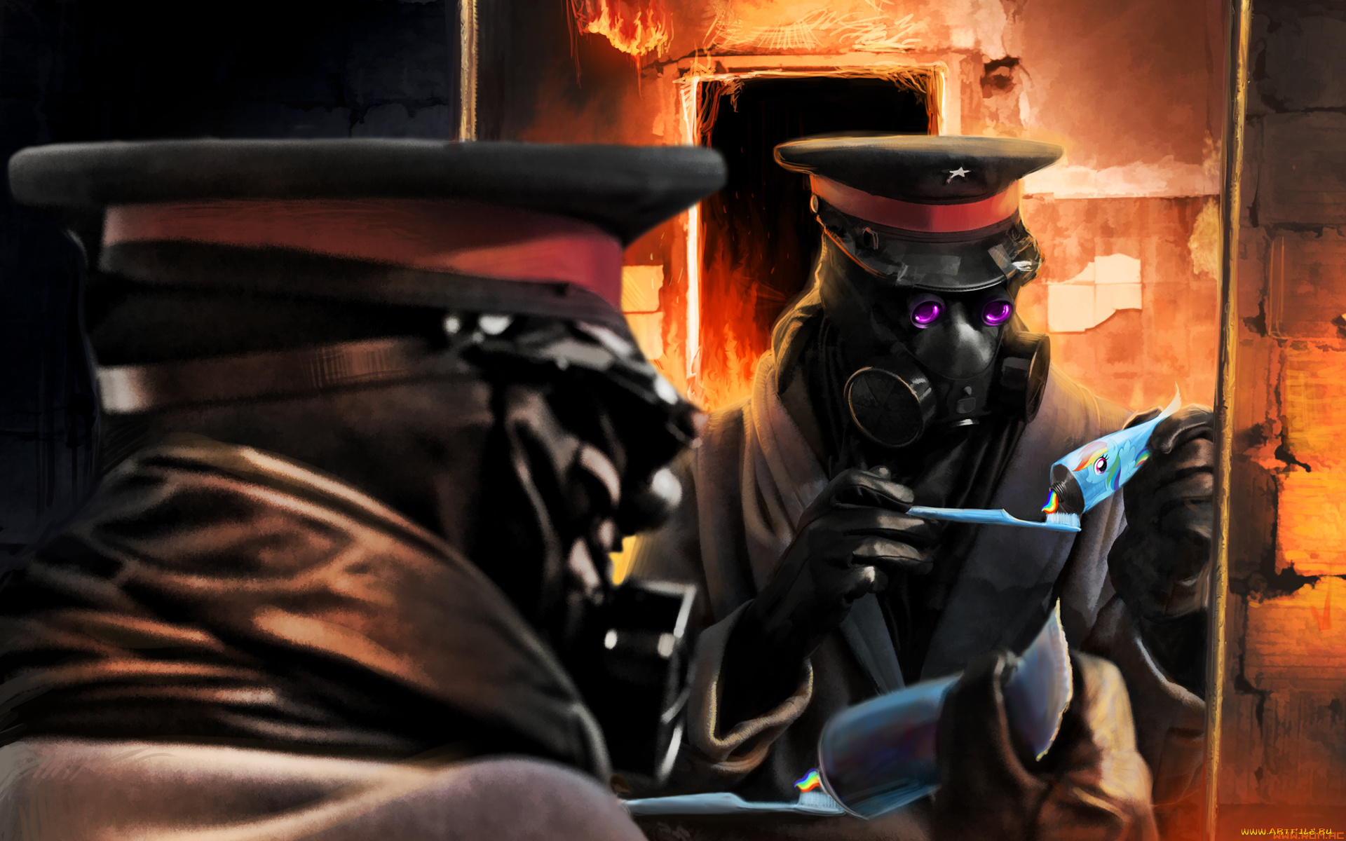 фэнтези, люди, романтика, апокалипсиса, капитан, пожар, тюбик, щётка