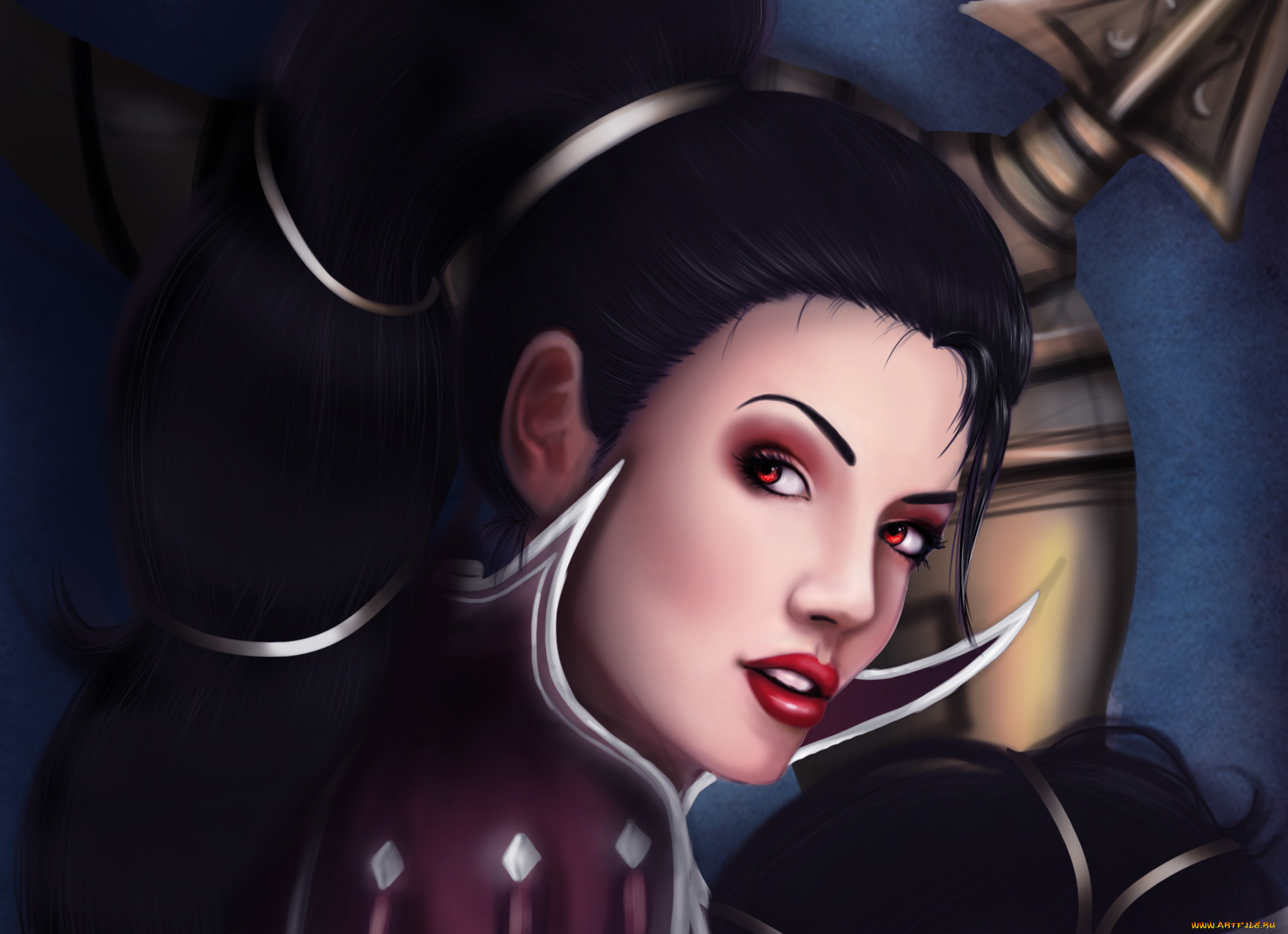 league, of, legends, фэнтези, девушки, лицо, взгляд, девушка, арт, волосы, vayne, league, of, legends