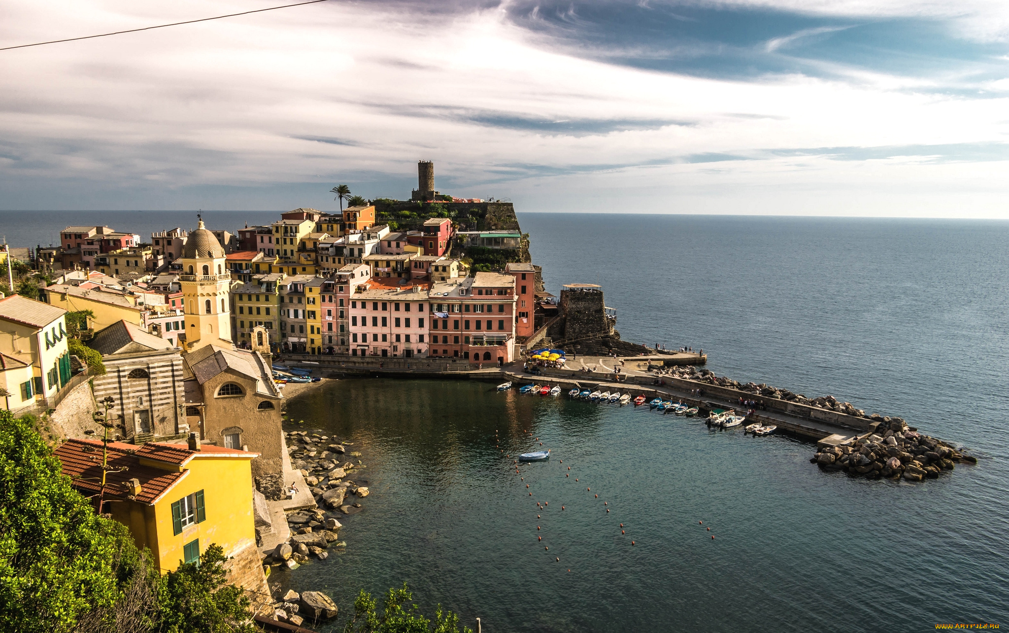 города, амальфийское, и, лигурийское, побережье, , италия, дома