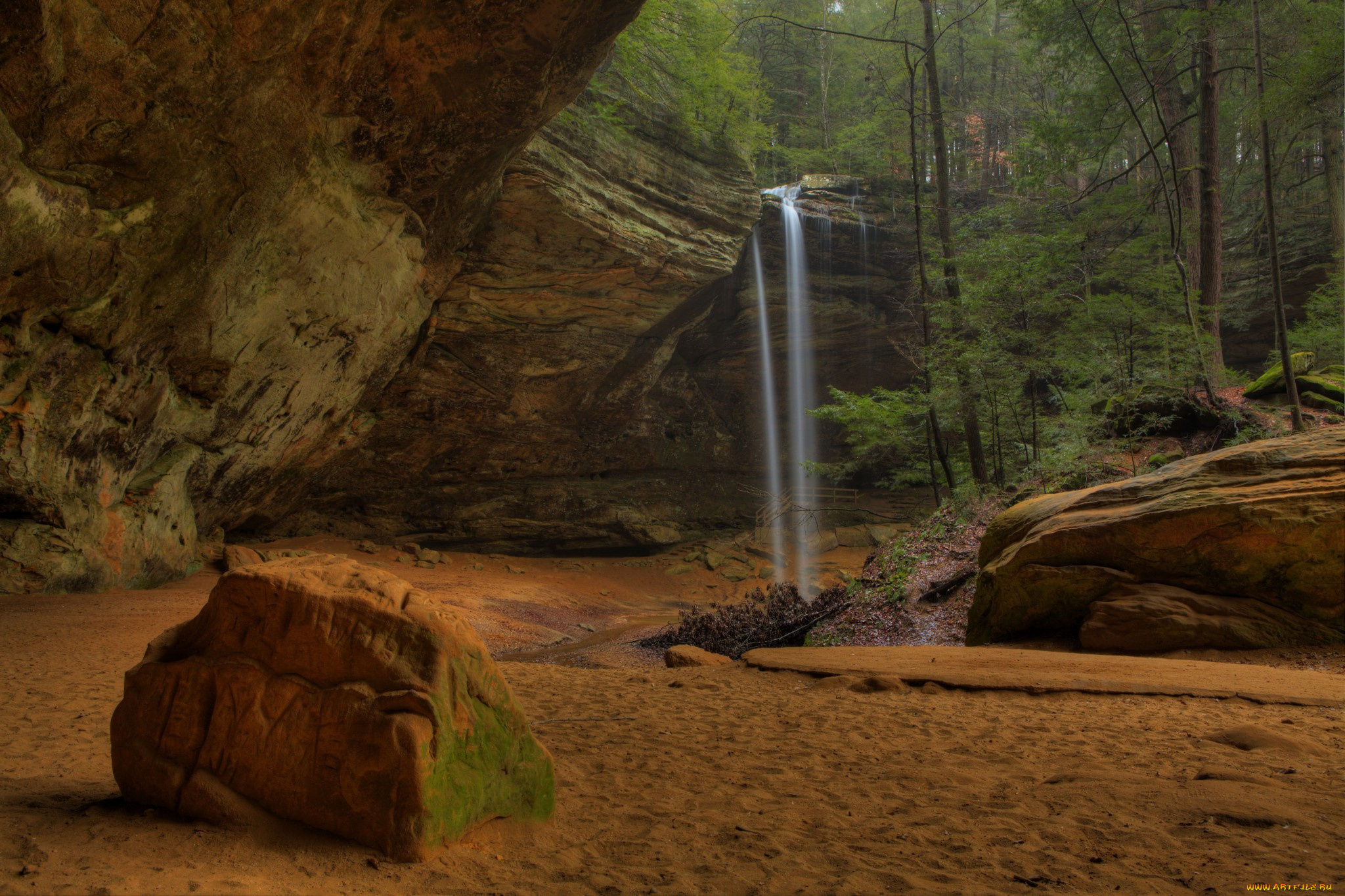 природа, водопады, водопад, река, лес